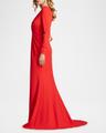 plunge twist-front crepe gown