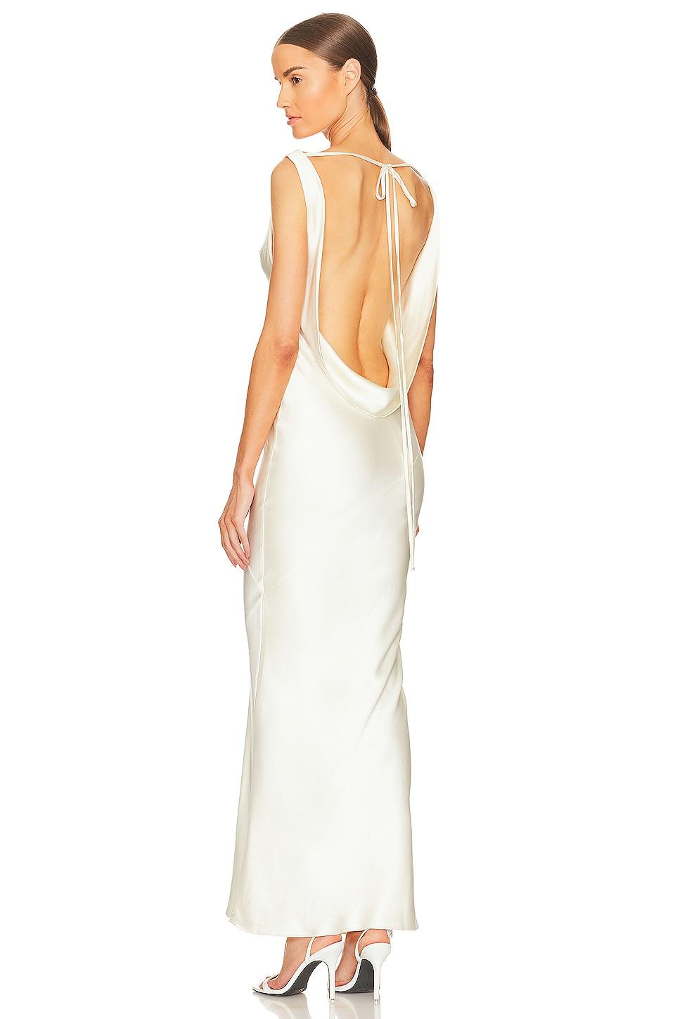 plunging back cowl dress