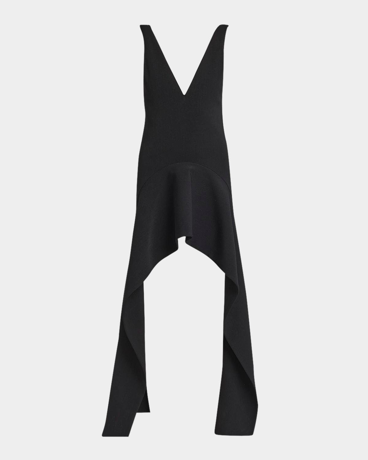 plunging draped-hem mini dress