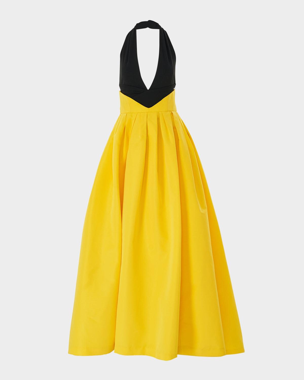 plunging halter ball gown