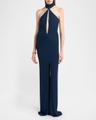 plunging keyhole choker halter gown
