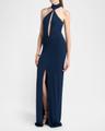 plunging keyhole choker halter gown