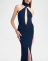 plunging keyhole choker halter gown