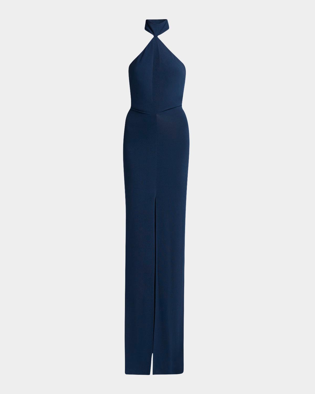 plunging keyhole choker halter gown