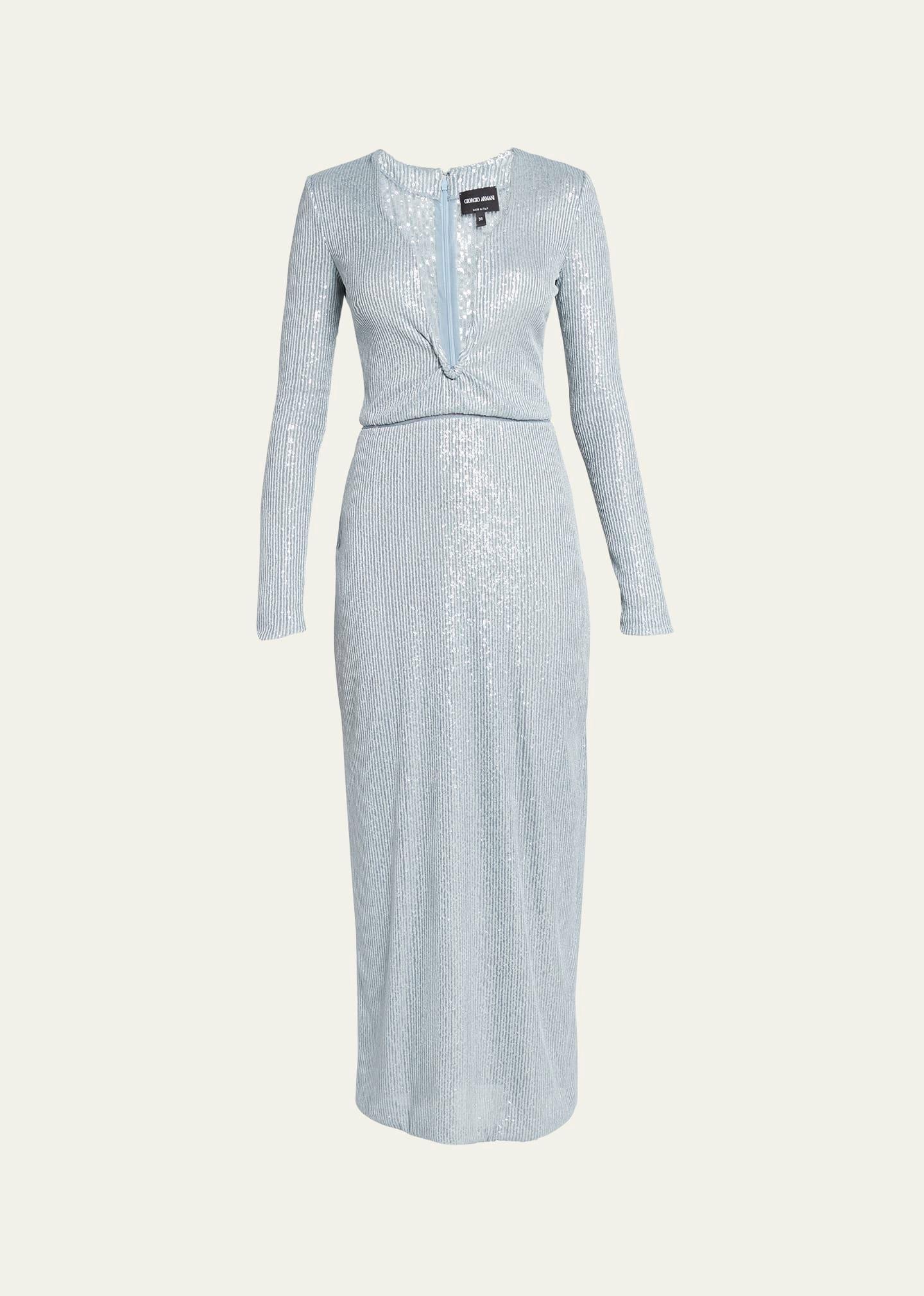 plunging sequined knit dress