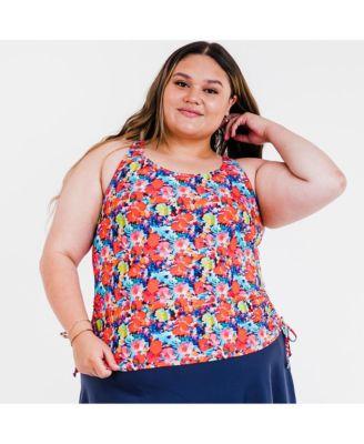 plus size maya tankini swim top with removable cups swim bottoms