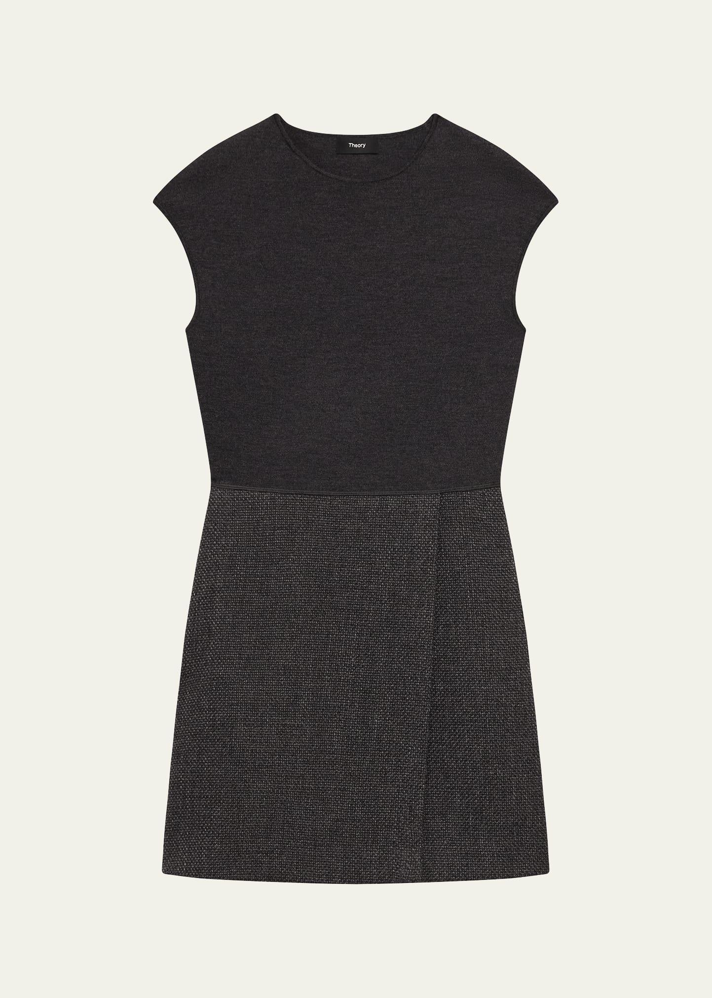 plush tweed wrap skirt combo mini dress