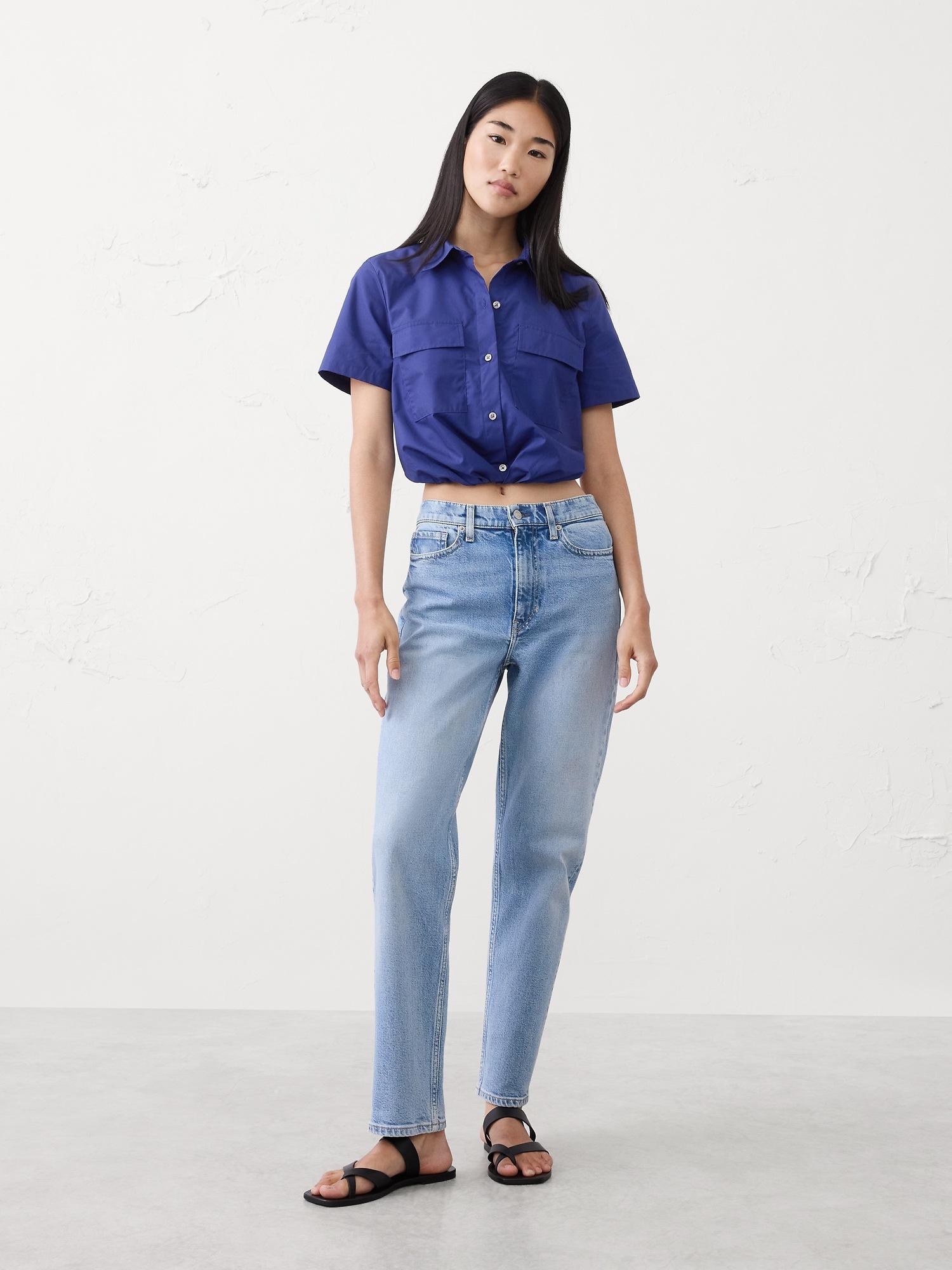 pocketed cropped shirt