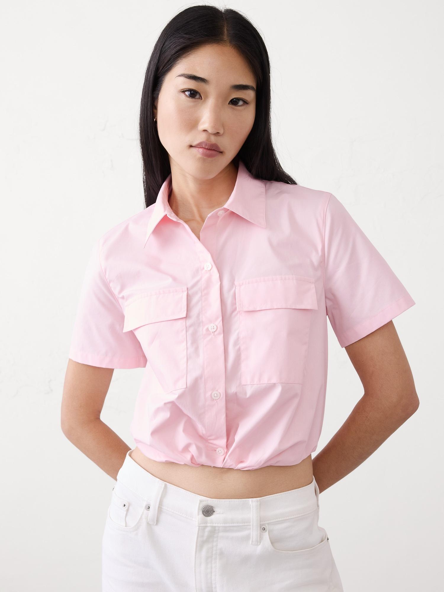 pocketed cropped shirt