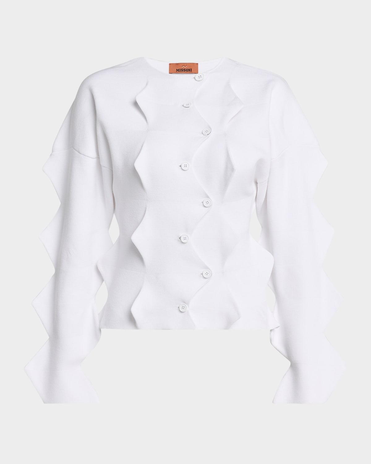 pointed knit crewneck cardigan