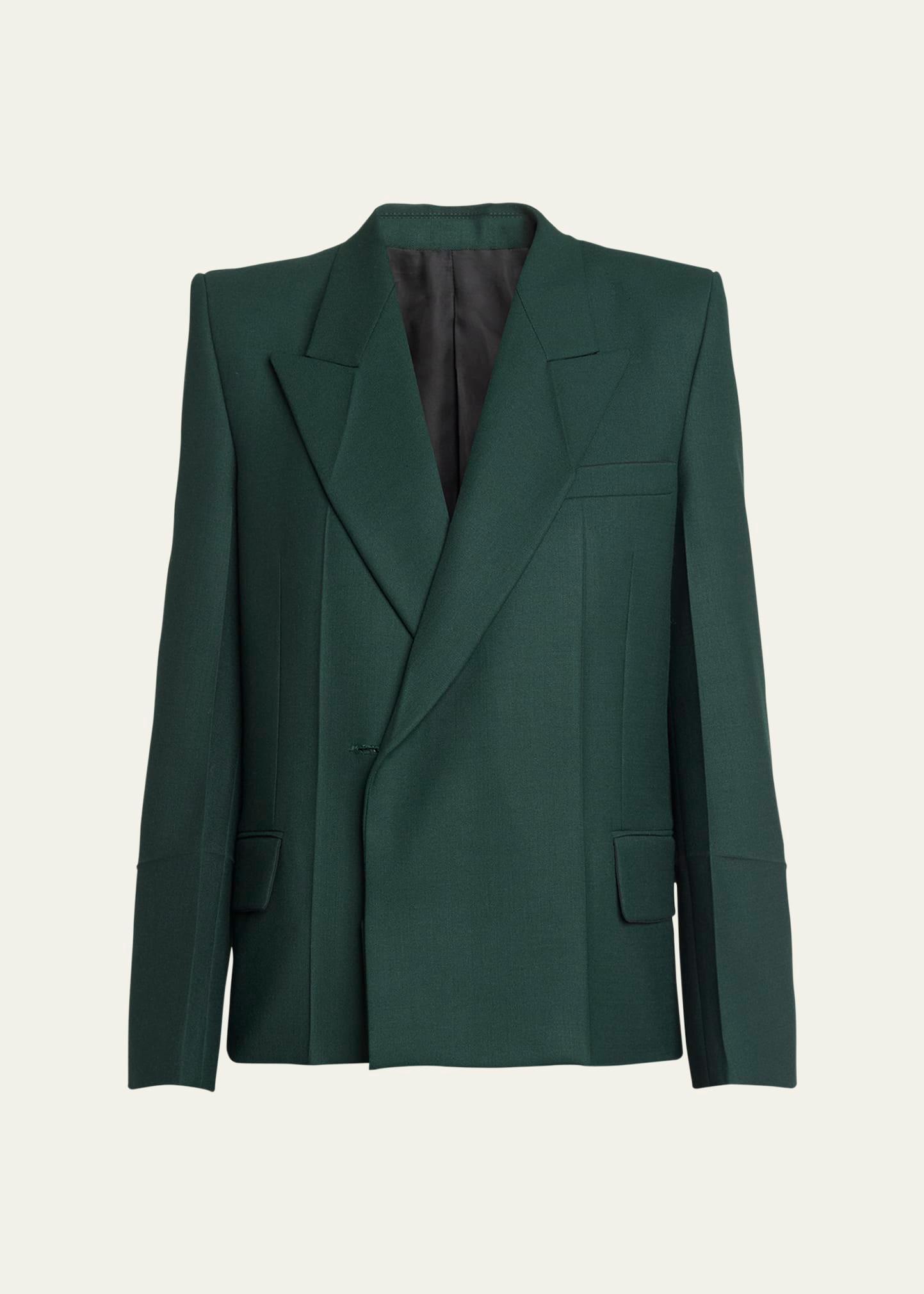 pointed shoulder double-breasted jacket