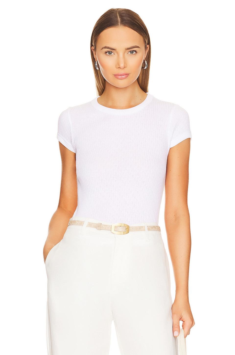 pointelle cap sleeve crew