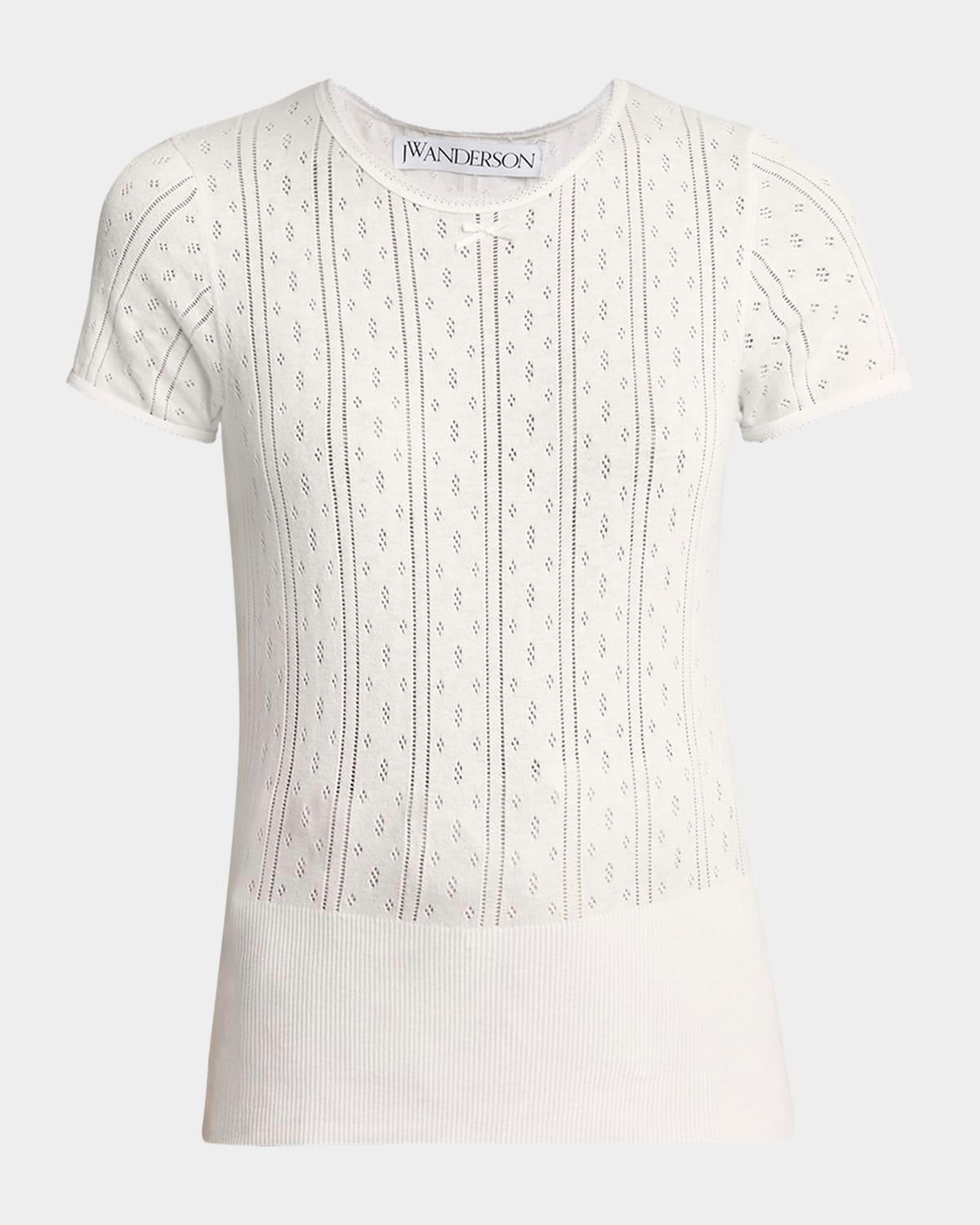 pointelle cashmere cap-sleeve top