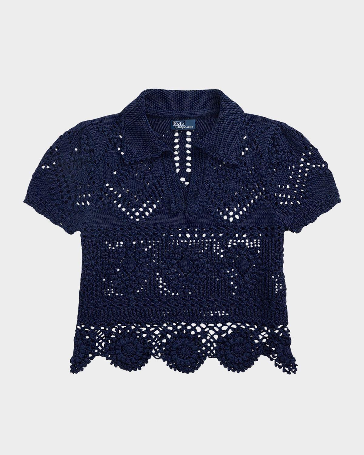 pointelle cotton polo shirt