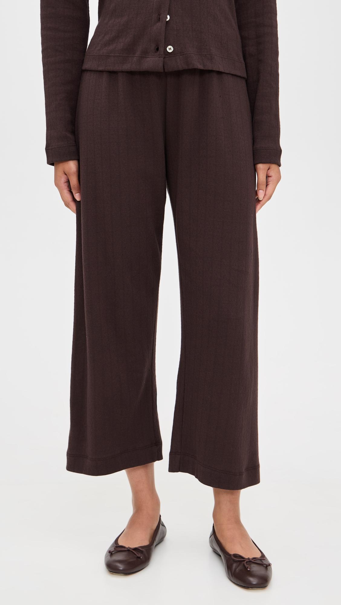 pointelle crop wide leg pants