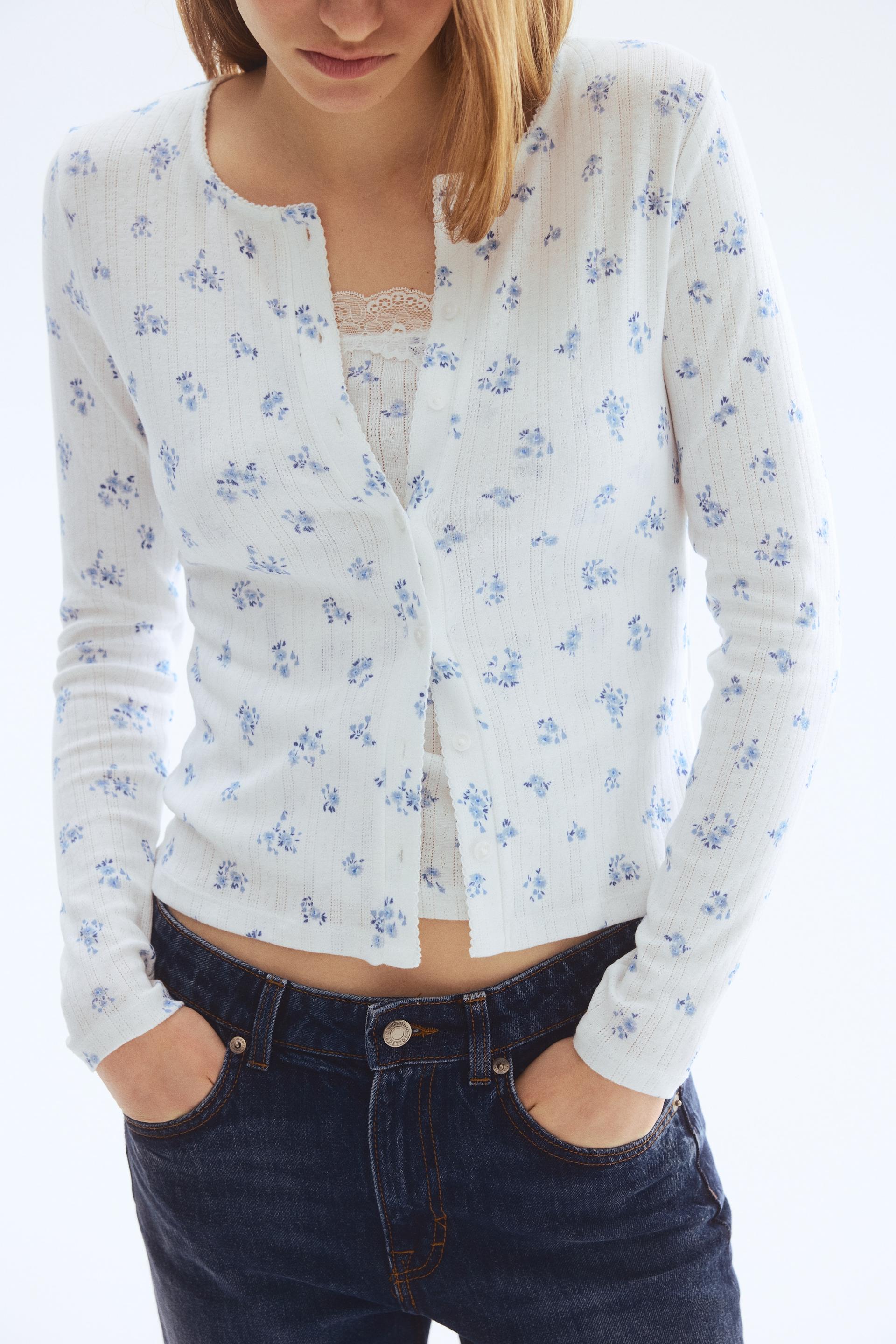 pointelle jersey cardigan