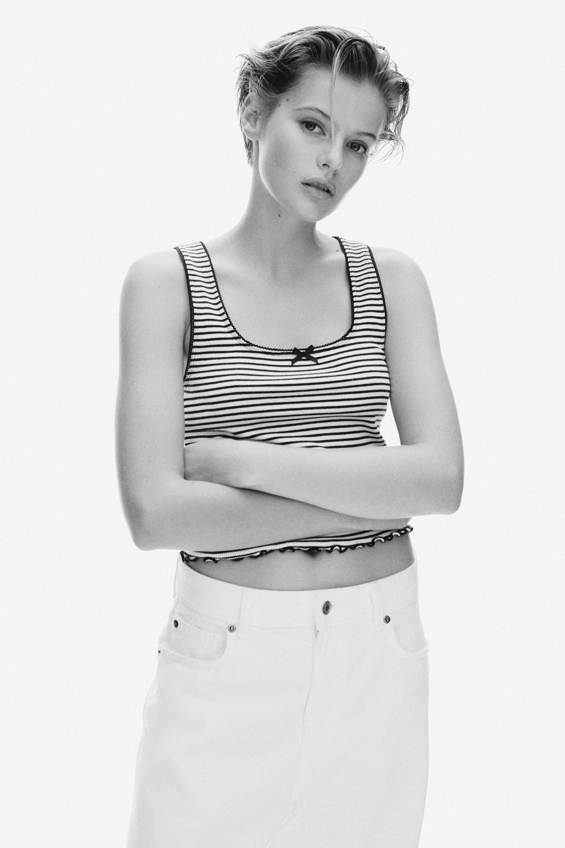 pointelle jersey tank top