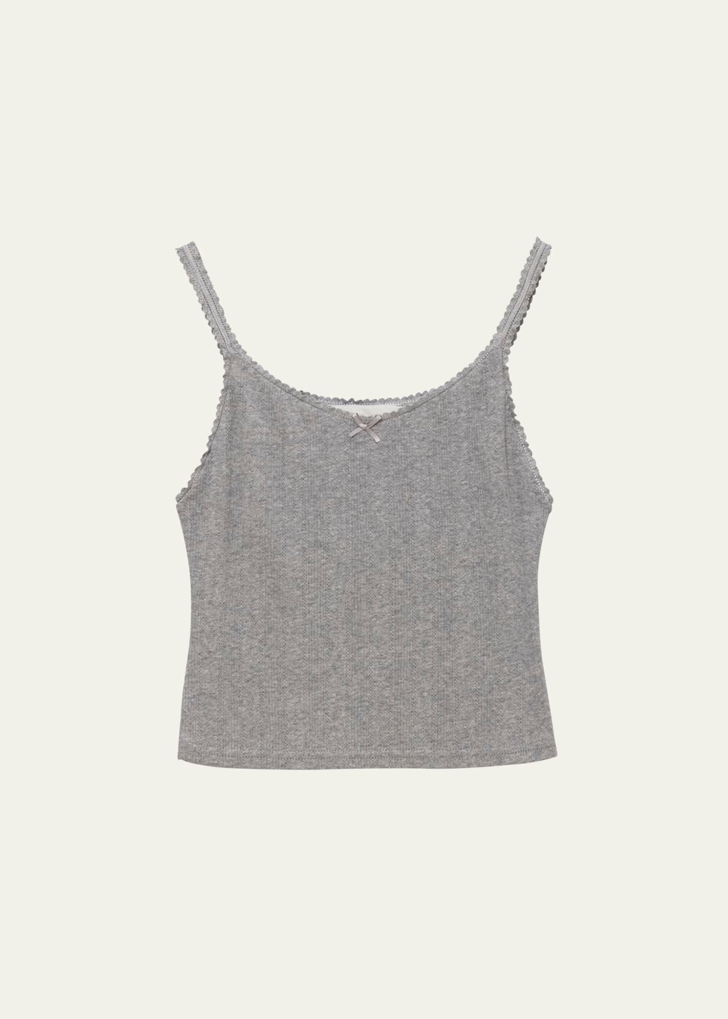 pointelle knit bow tank top