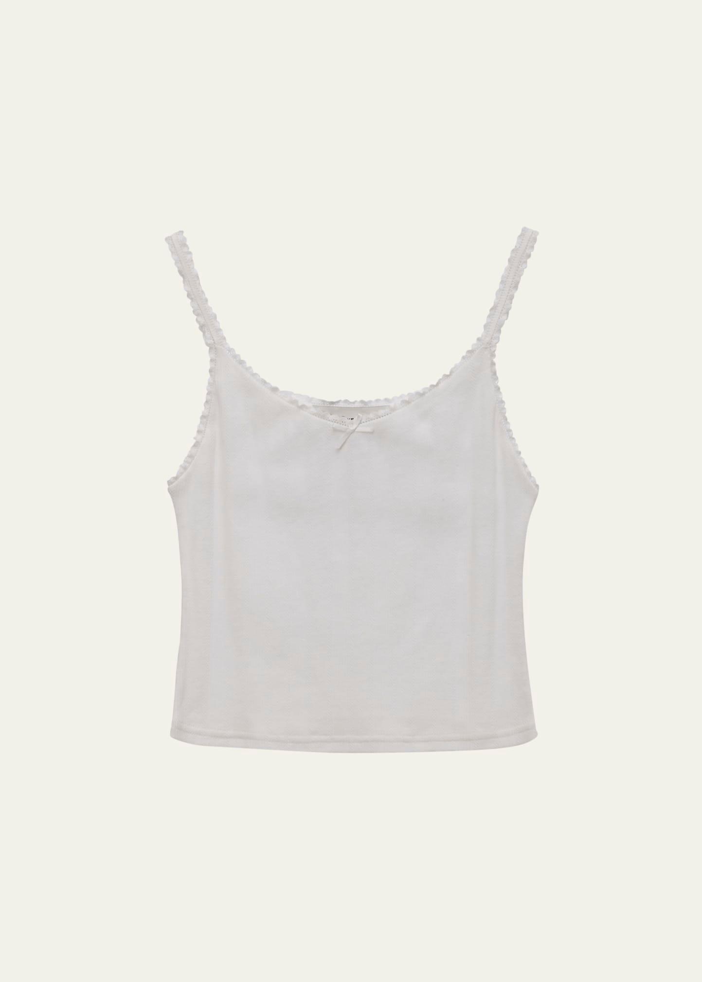 pointelle knit bow tank top