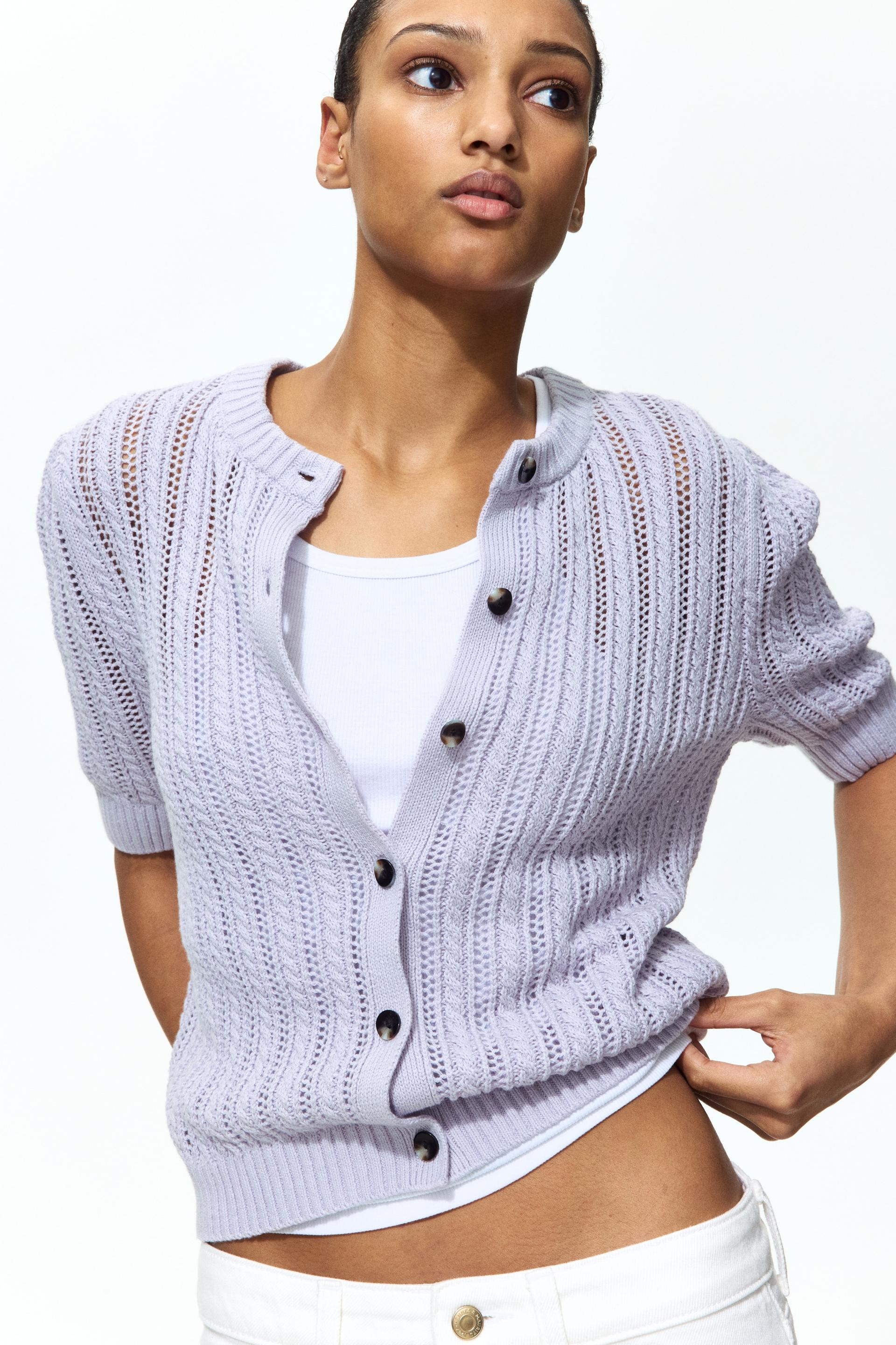 pointelle-knit cardigan