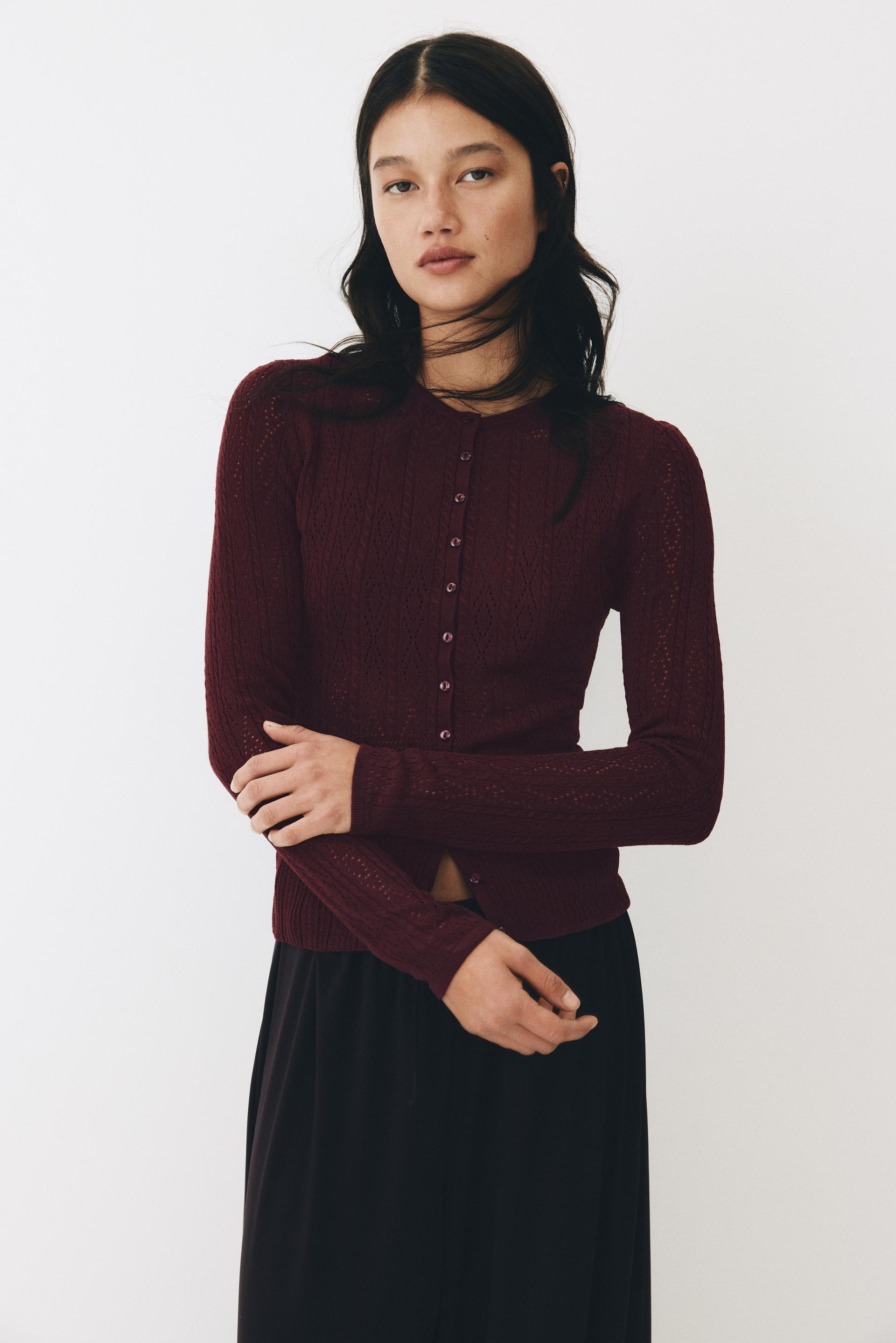 pointelle-knit cardigan