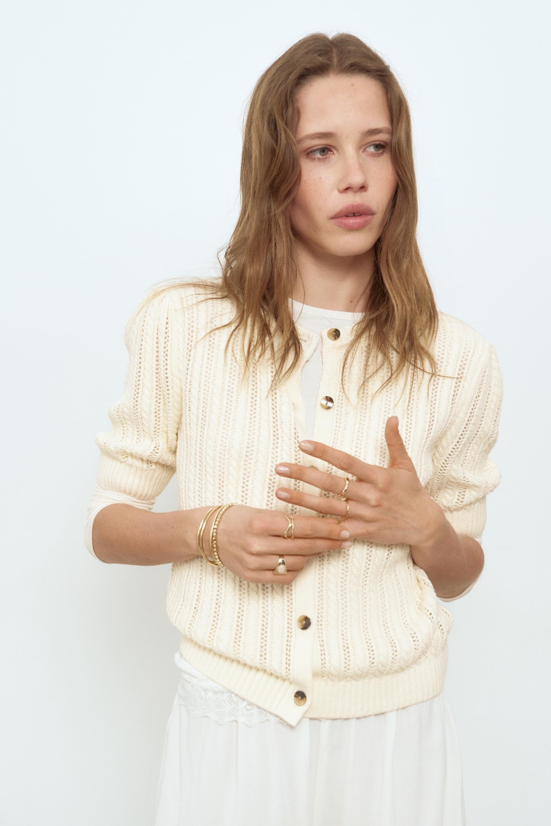 pointelle-knit cardigan