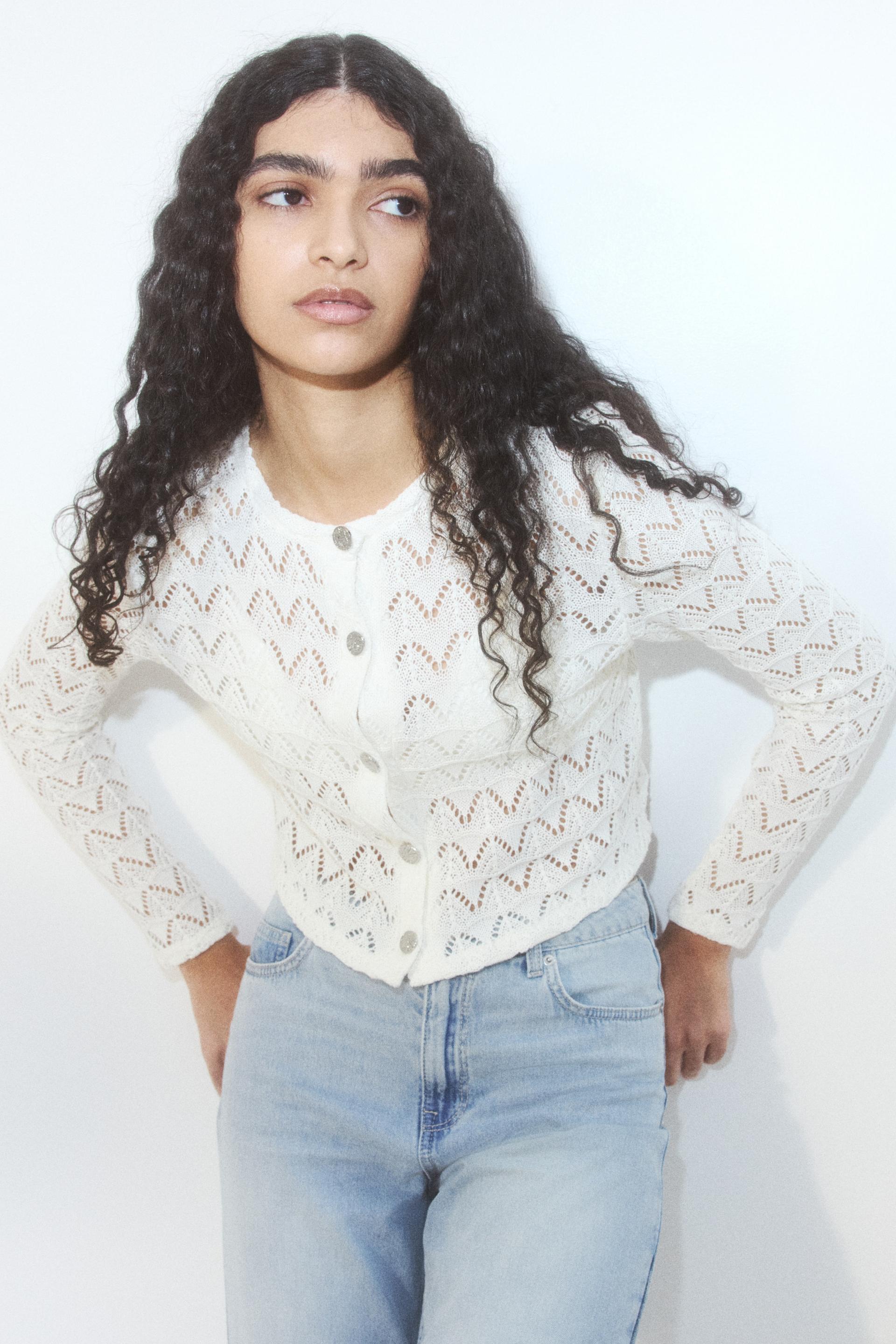 pointelle-knit cardigan