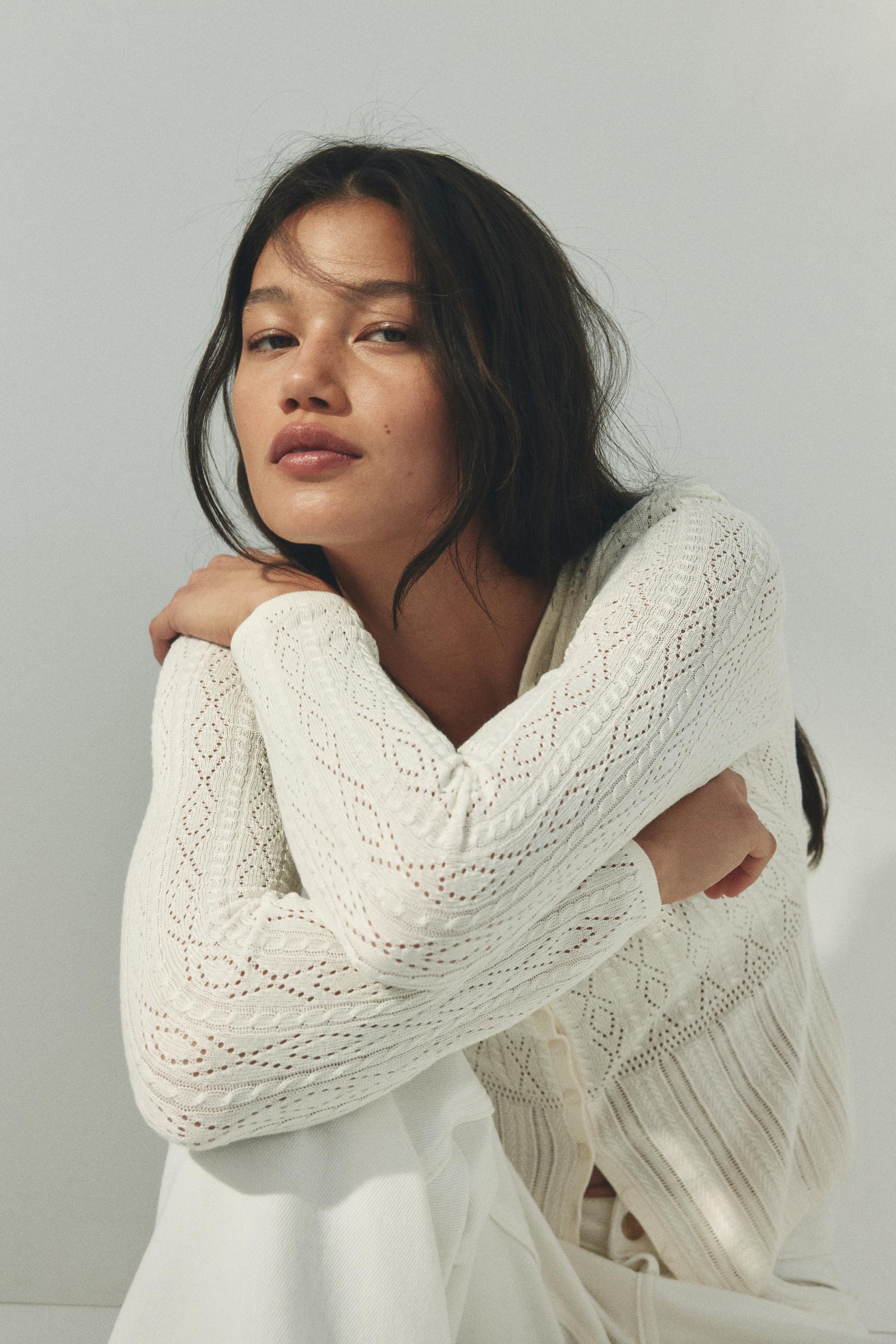 pointelle-knit cardigan