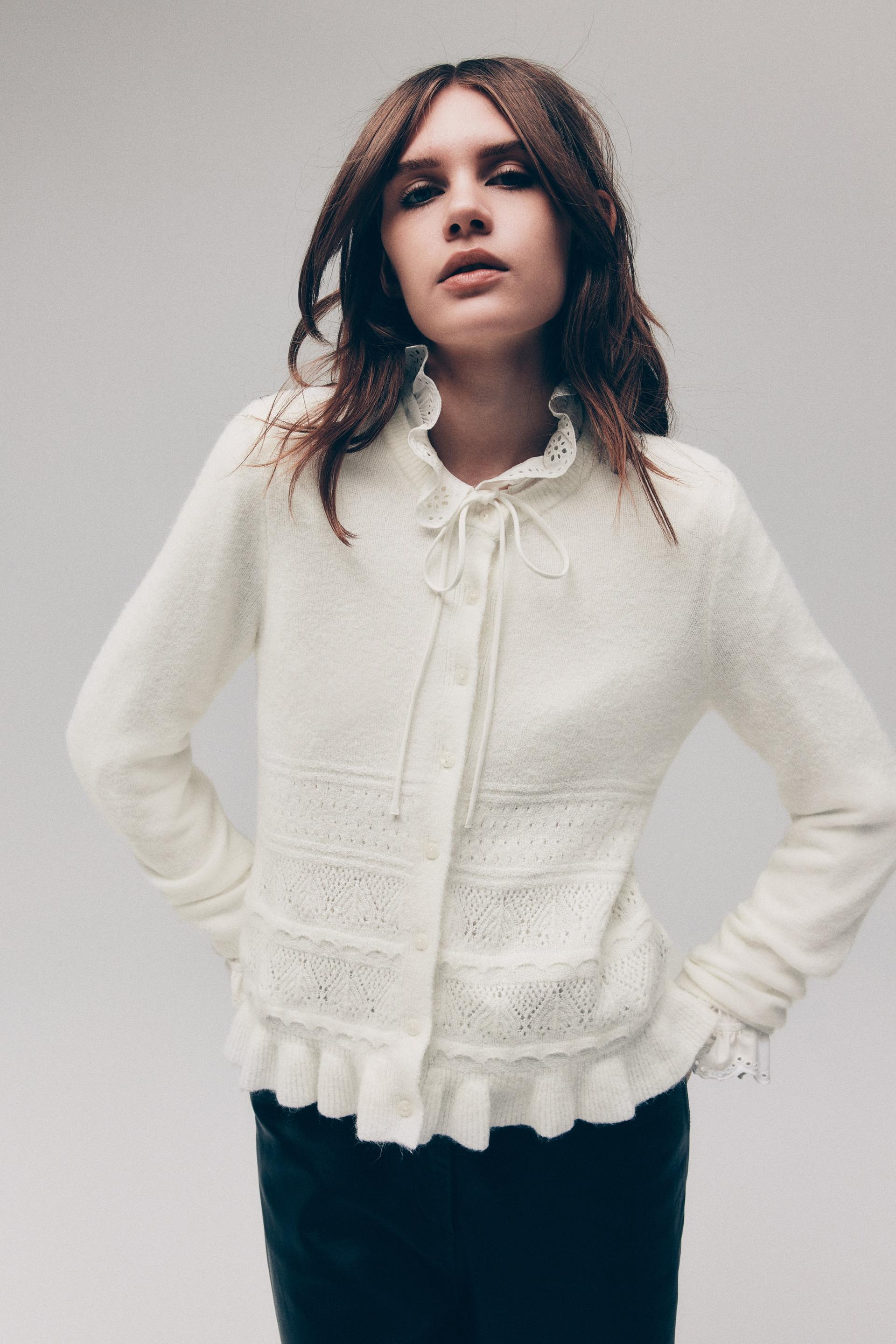 pointelle-knit cardigan