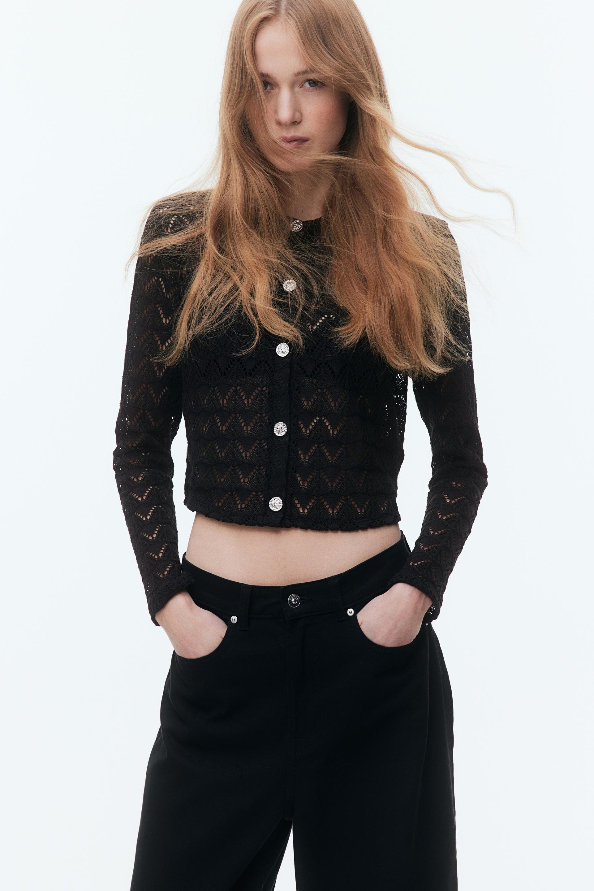 pointelle-knit cardigan