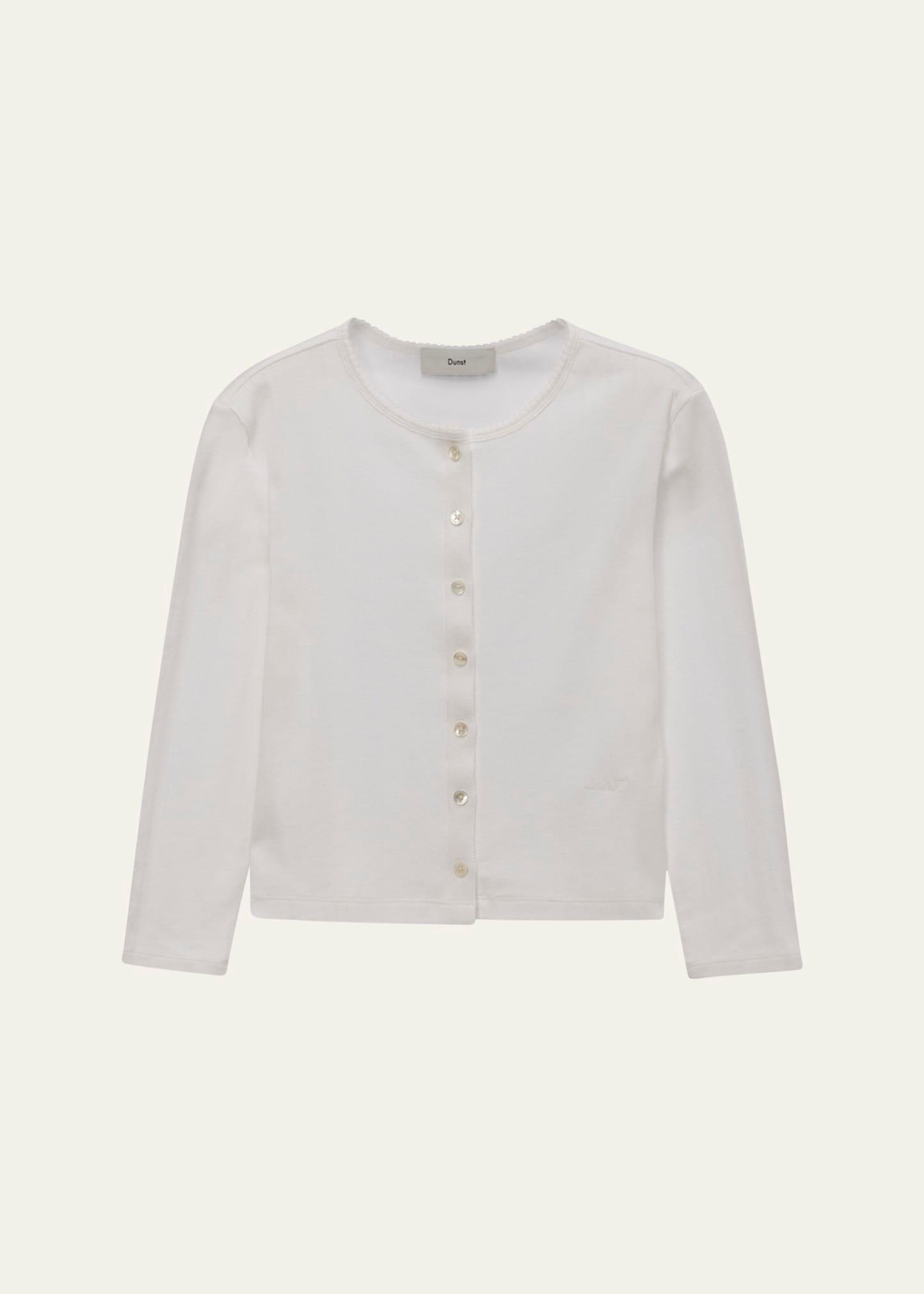 pointelle knit crewneck cardigan