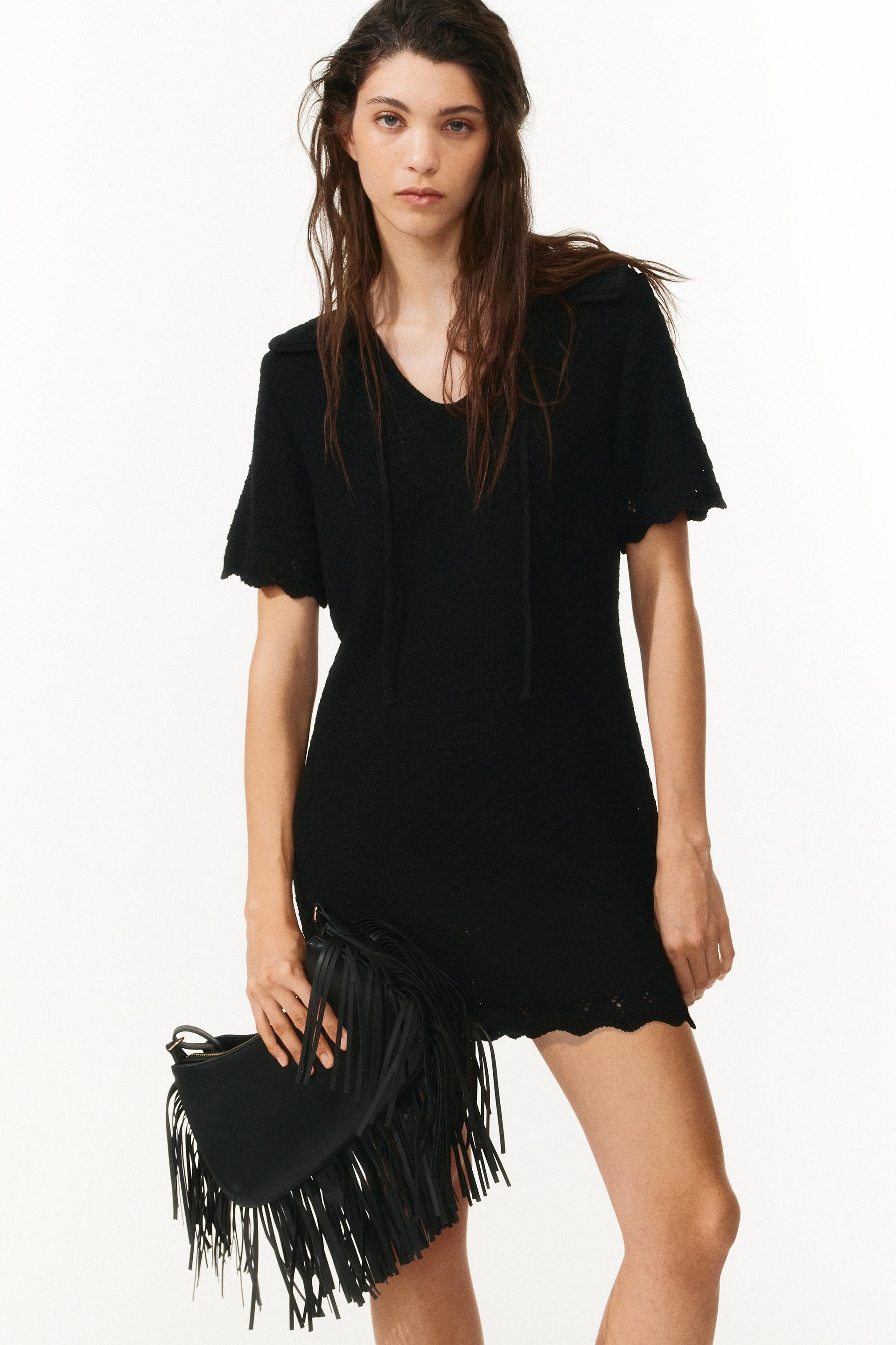 pointelle-knit dress