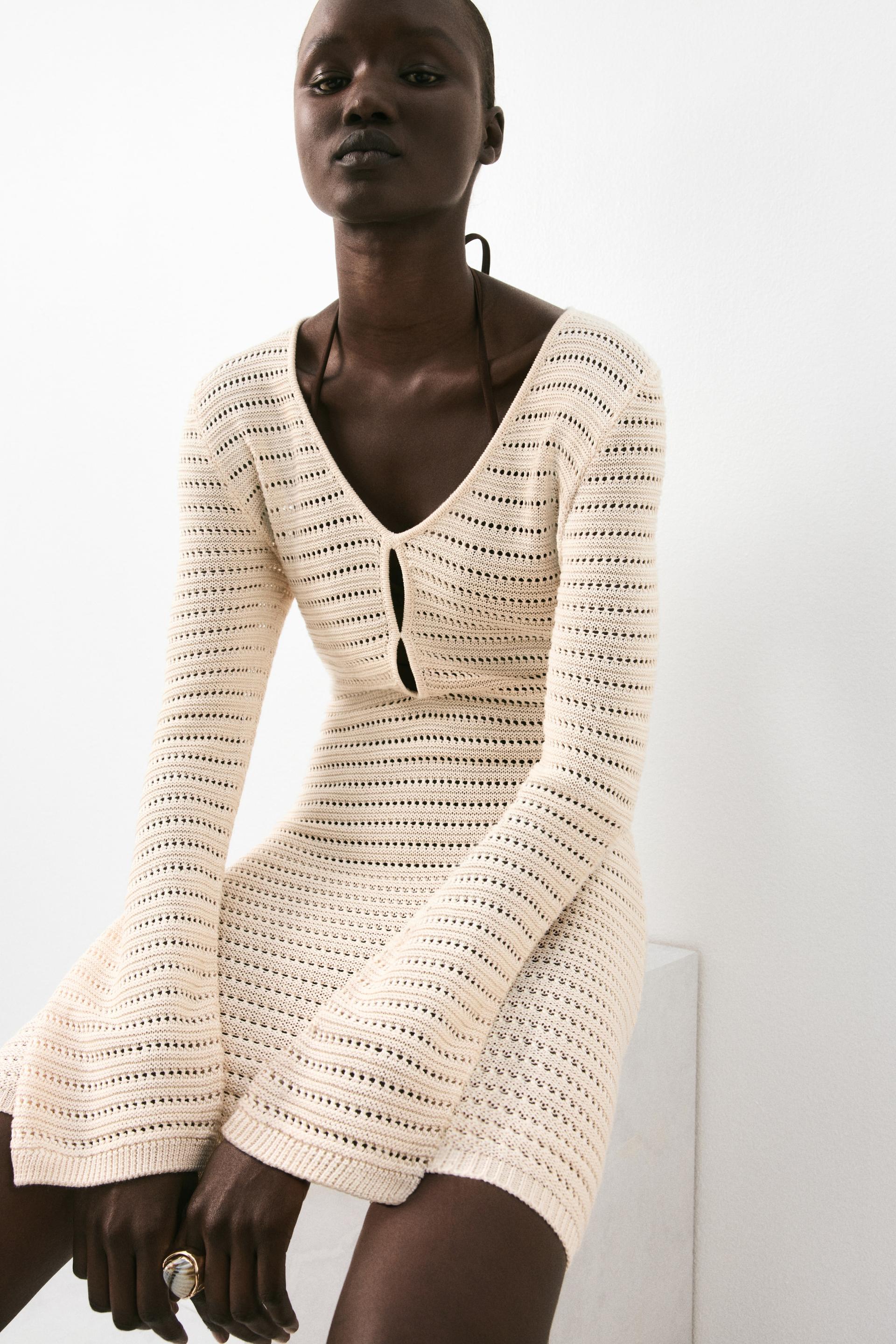 pointelle-knit dress