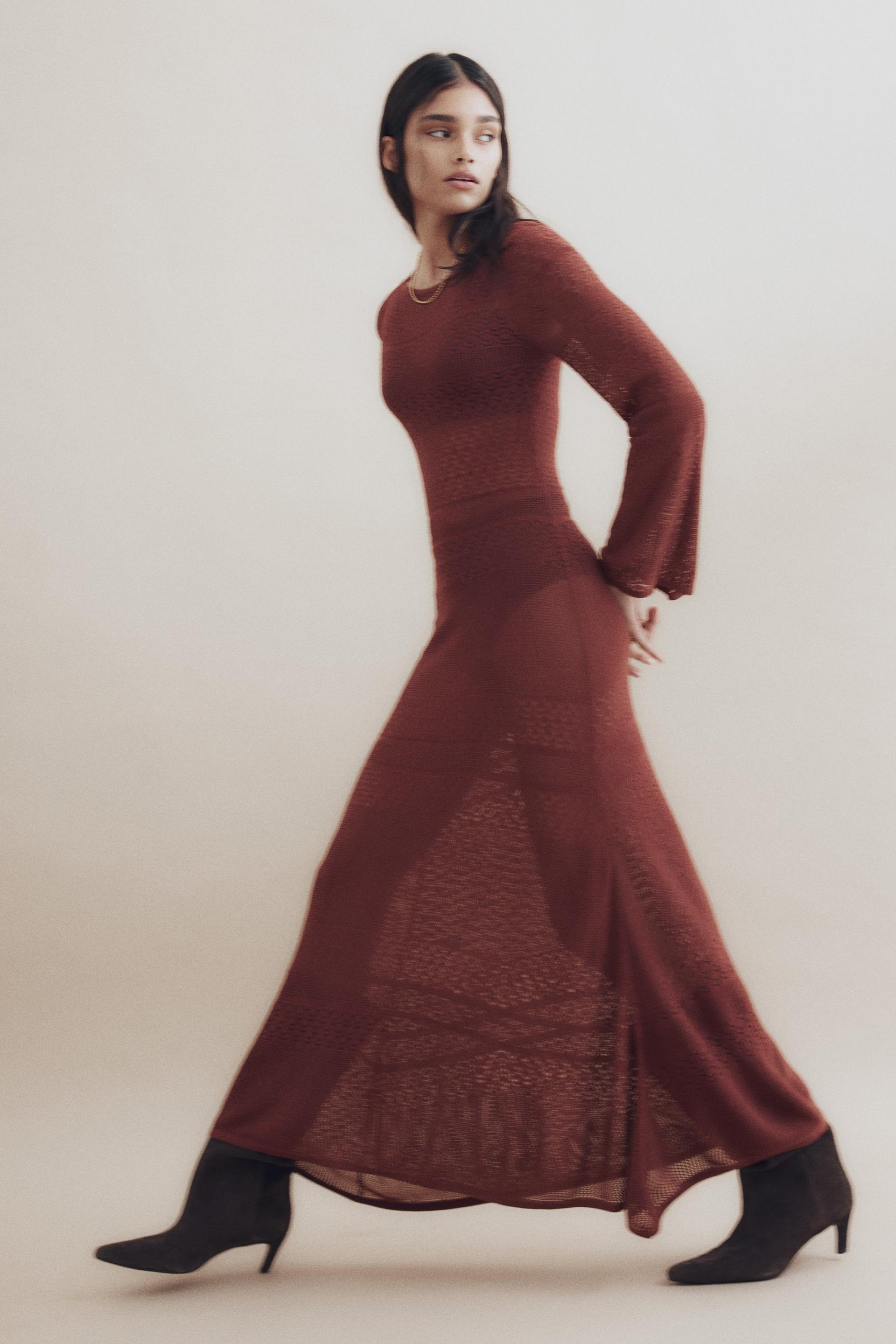 pointelle-knit maxi dress