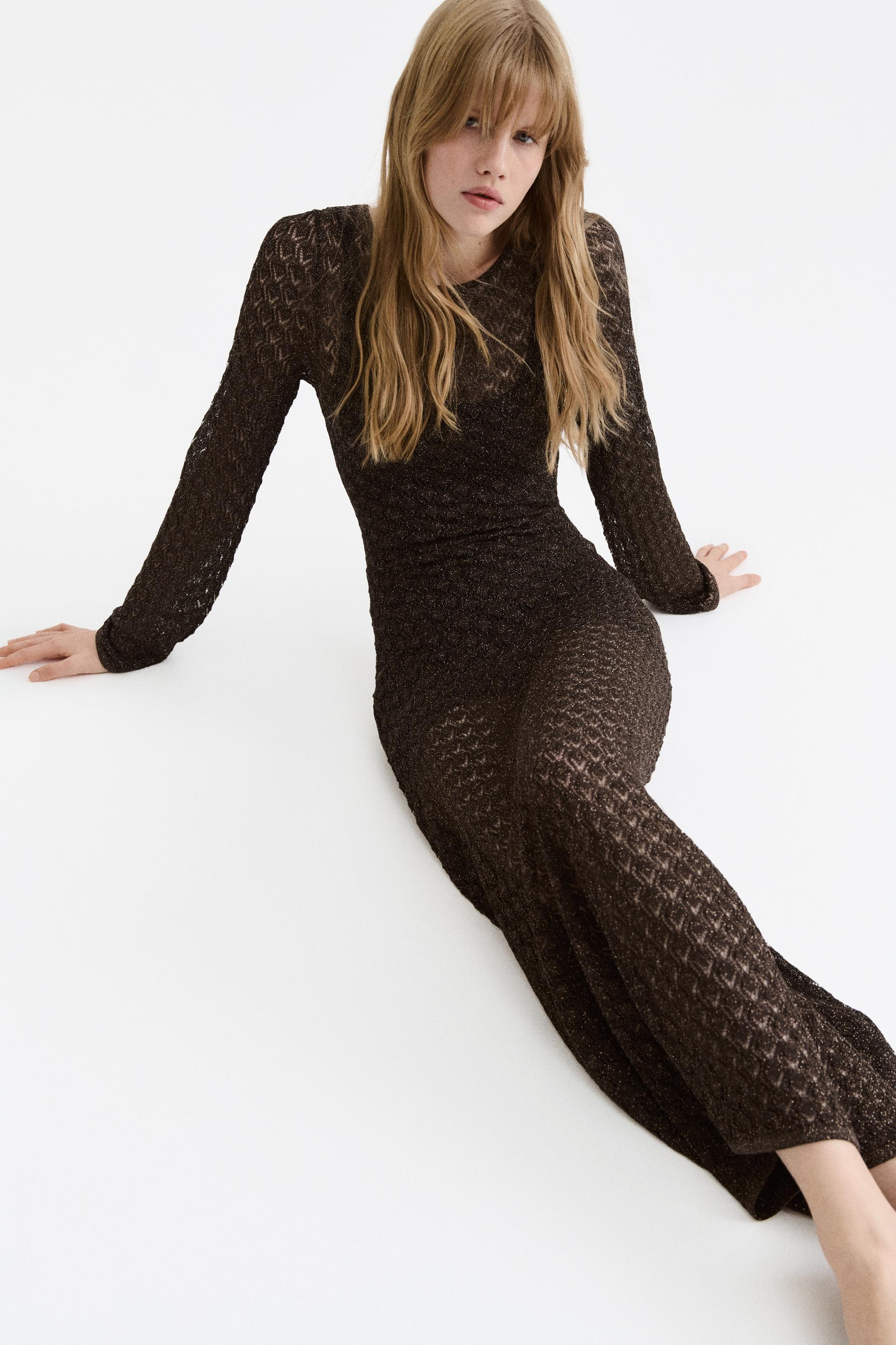 pointelle-knit maxi dress