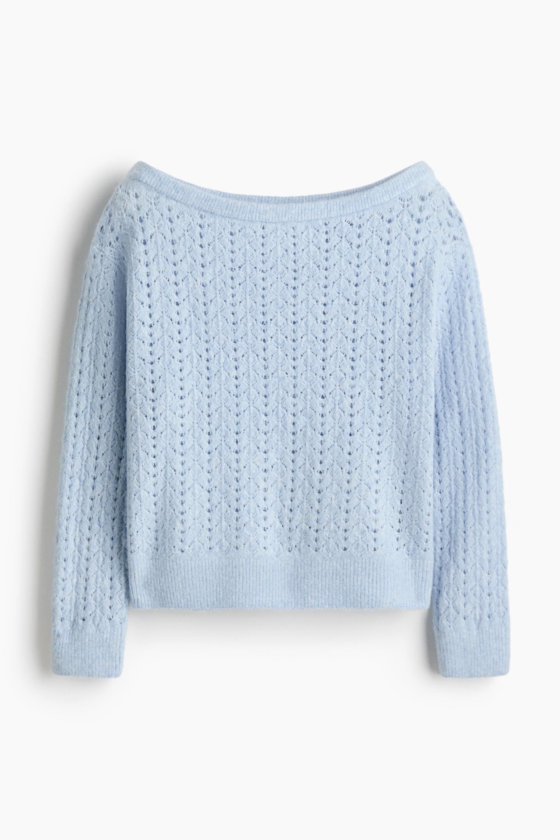 pointelle-knit off-the-shoulder sweater