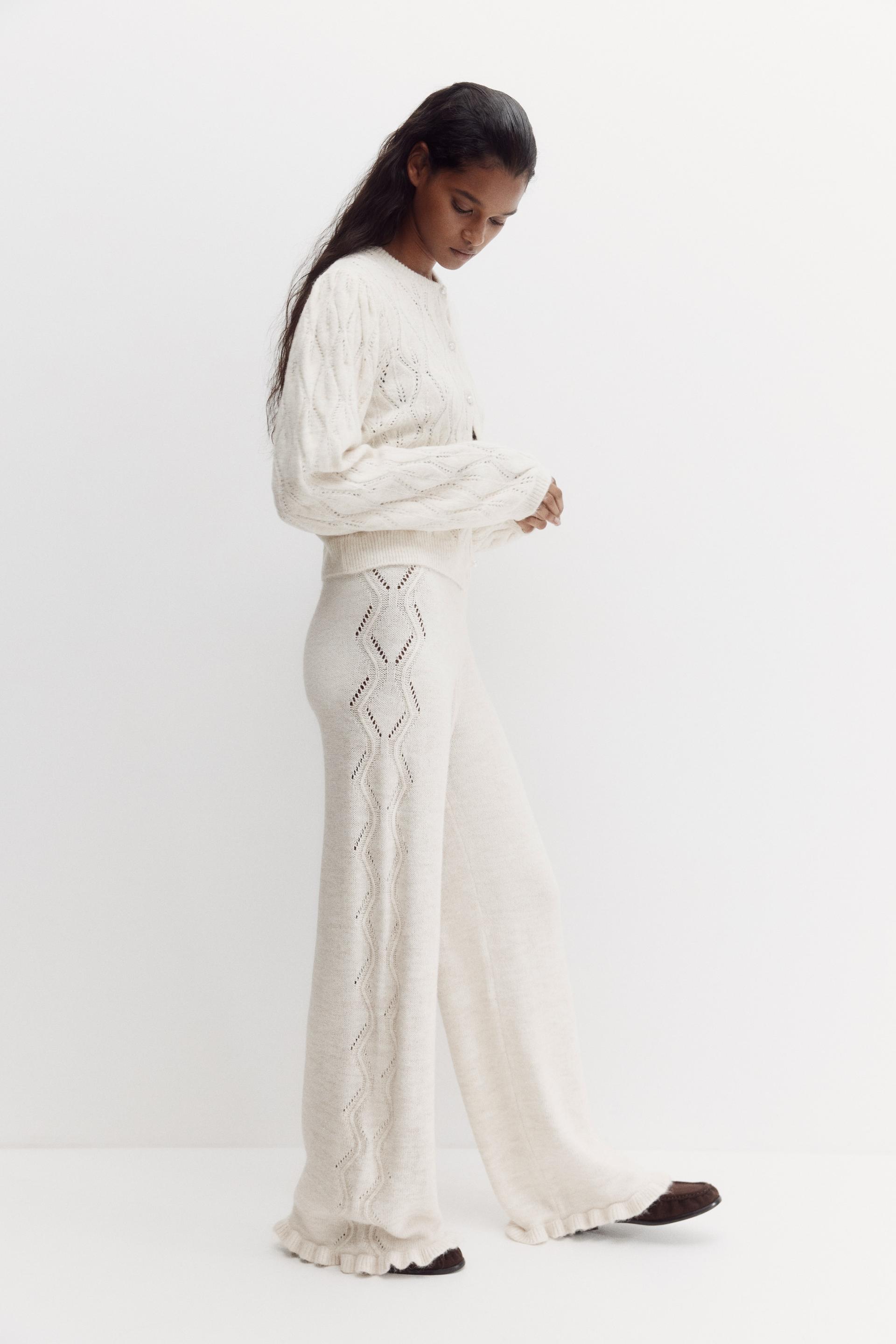 pointelle-knit pants