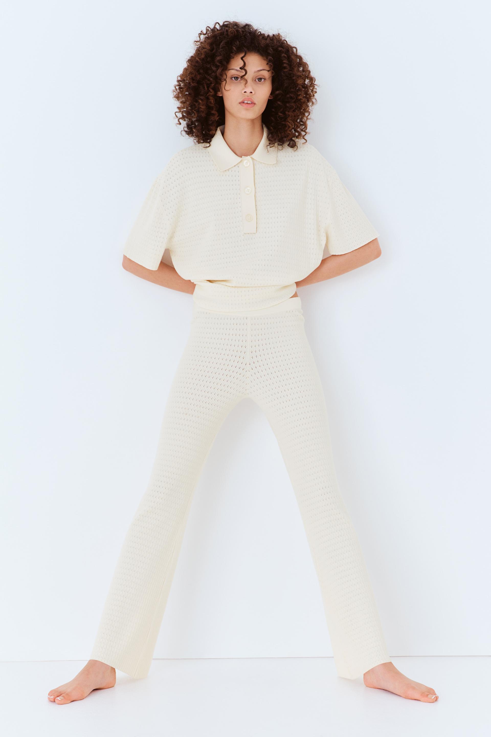 pointelle-knit pants
