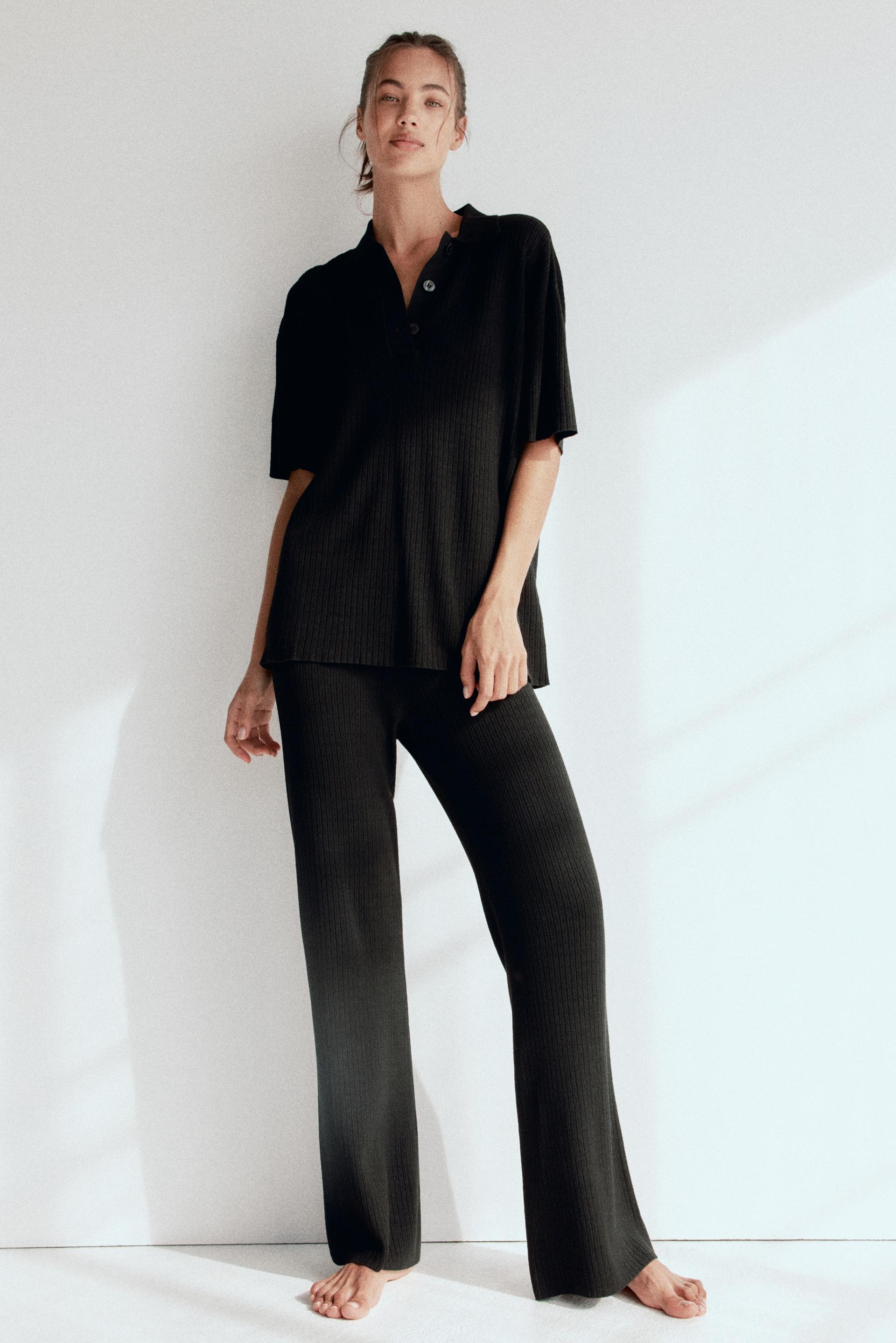 pointelle-knit pants