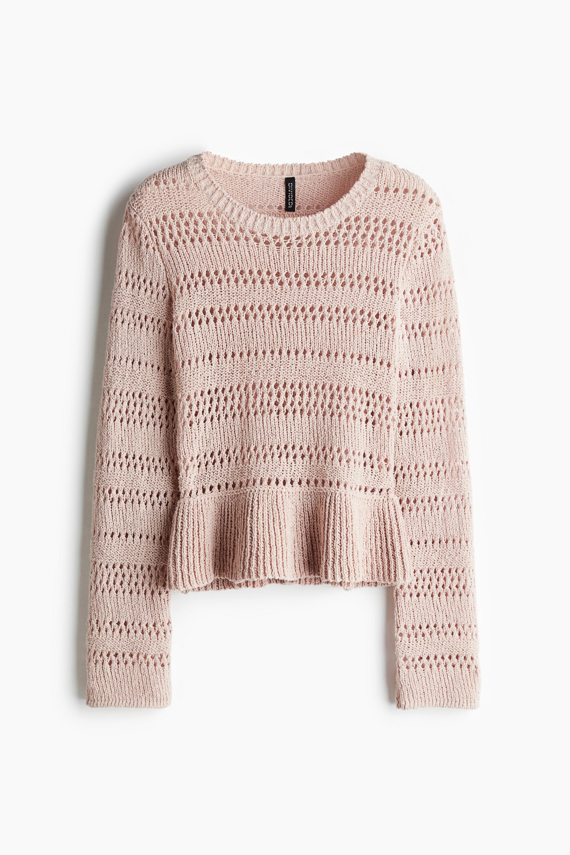 pointelle-knit peplum sweater