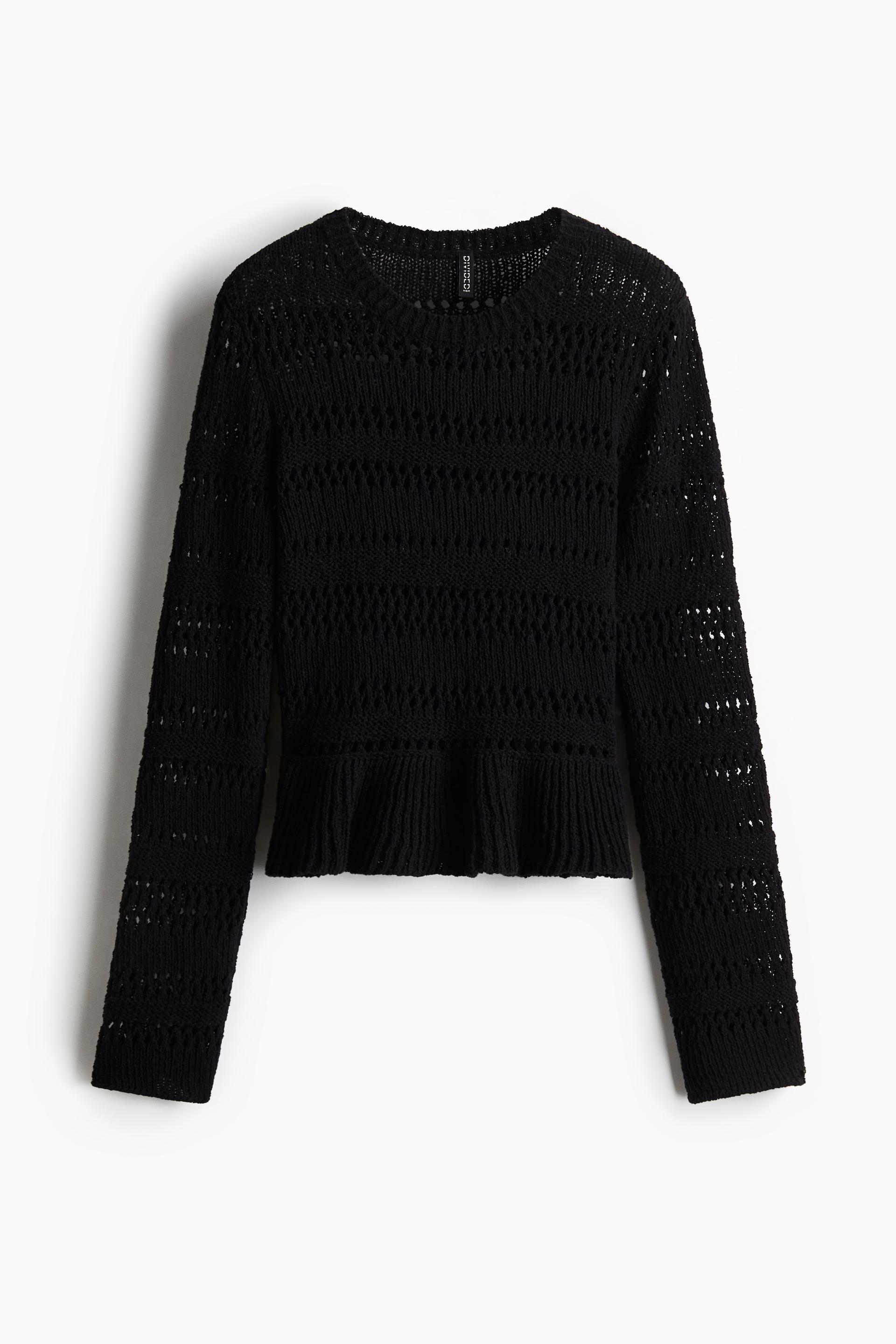 pointelle-knit peplum sweater