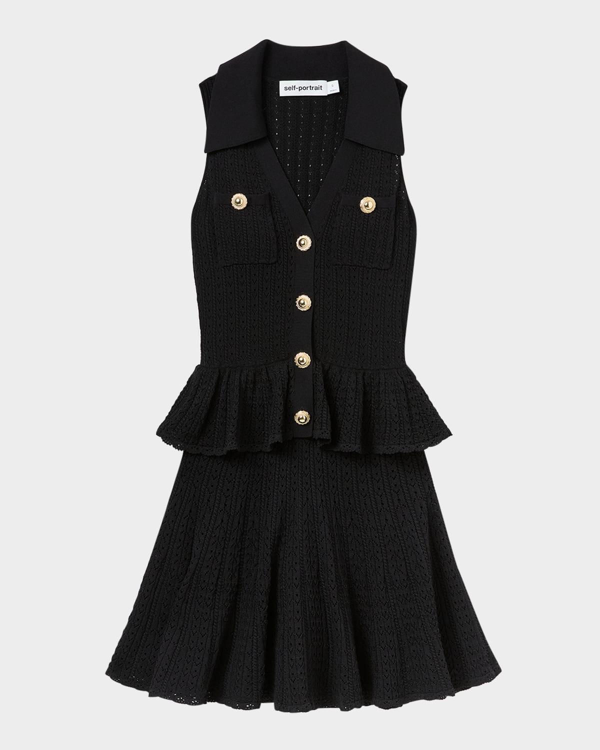 pointelle knit sleeveless mini dress