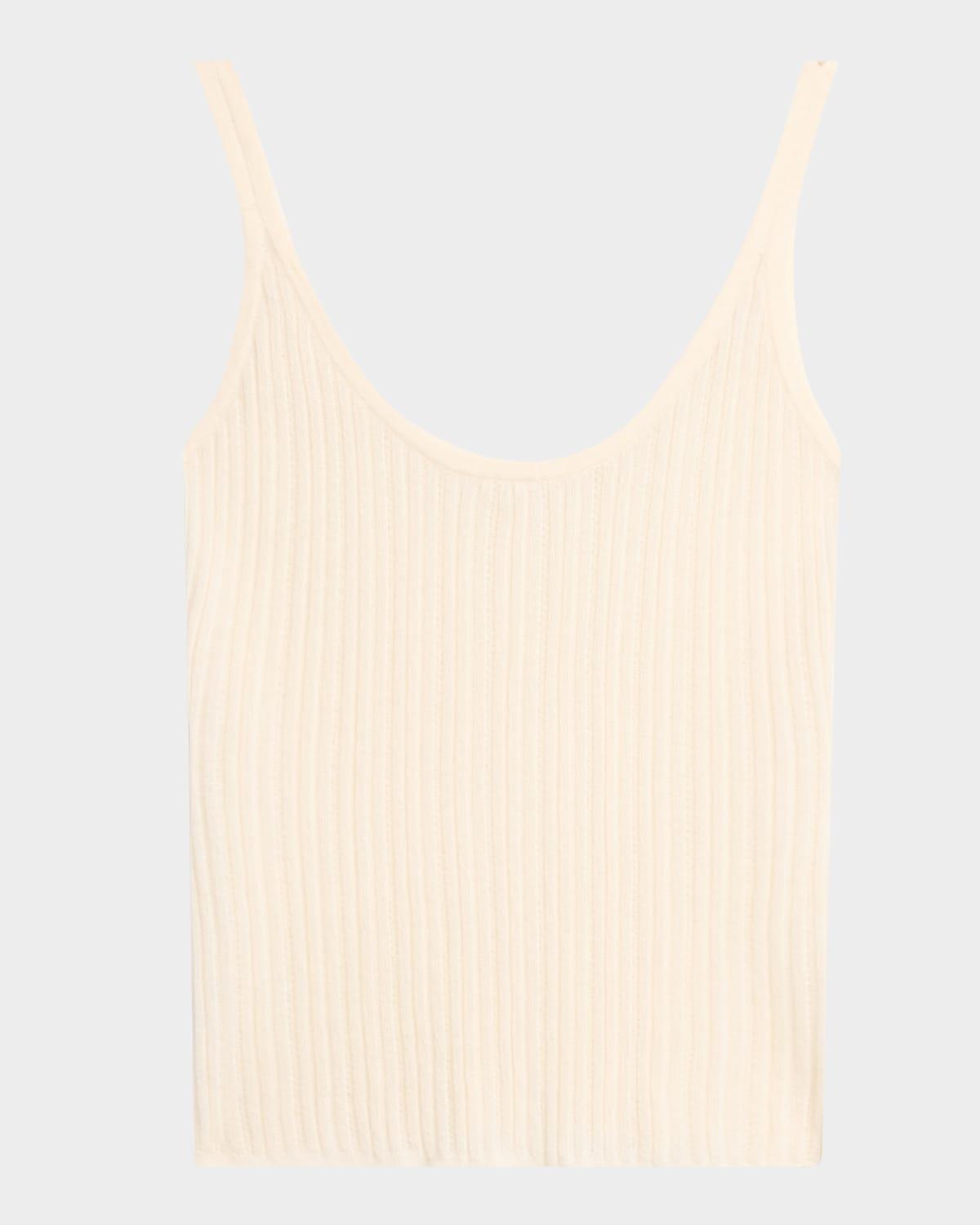pointelle knit slim tank top