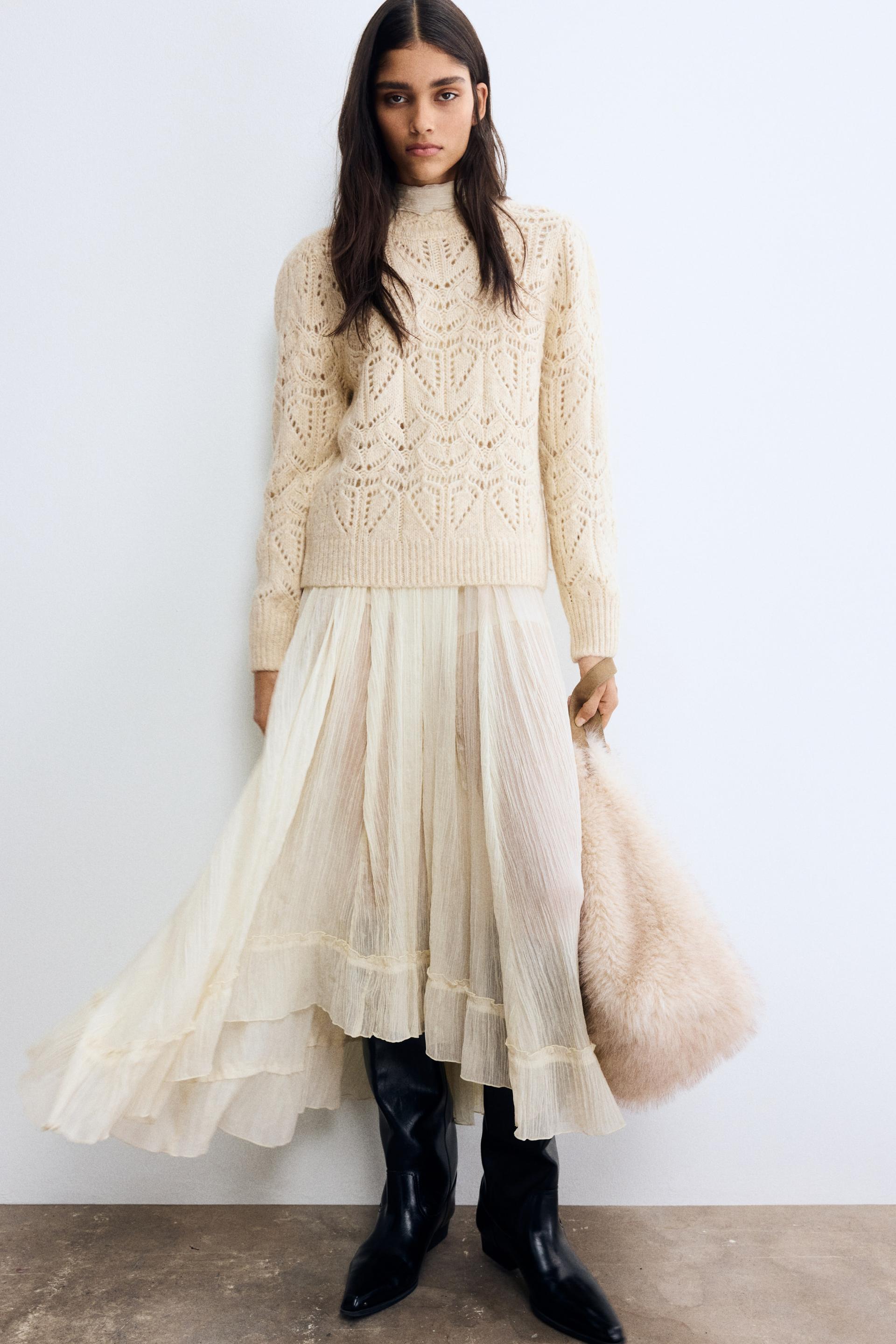 pointelle-knit sweater