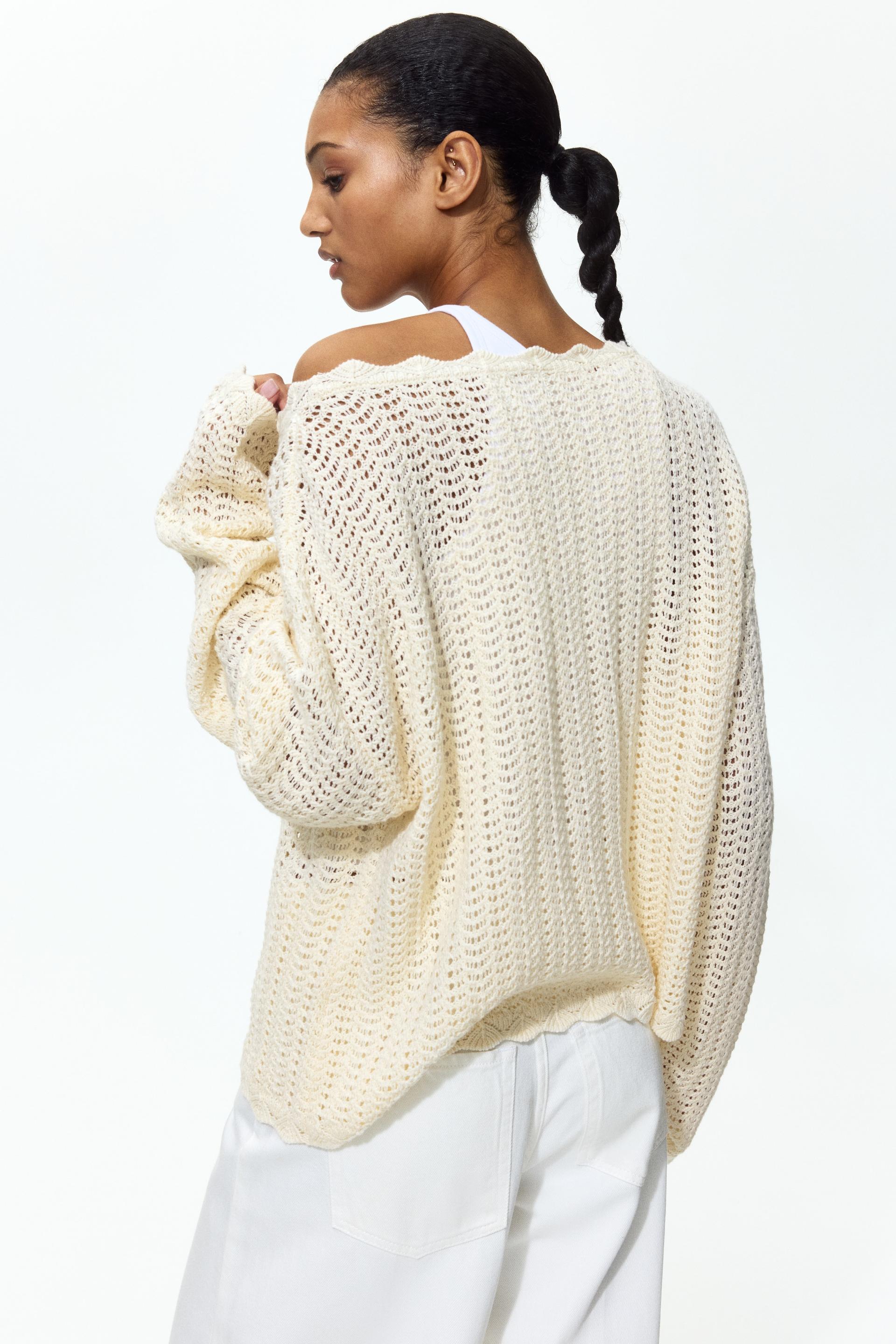 pointelle-knit sweater