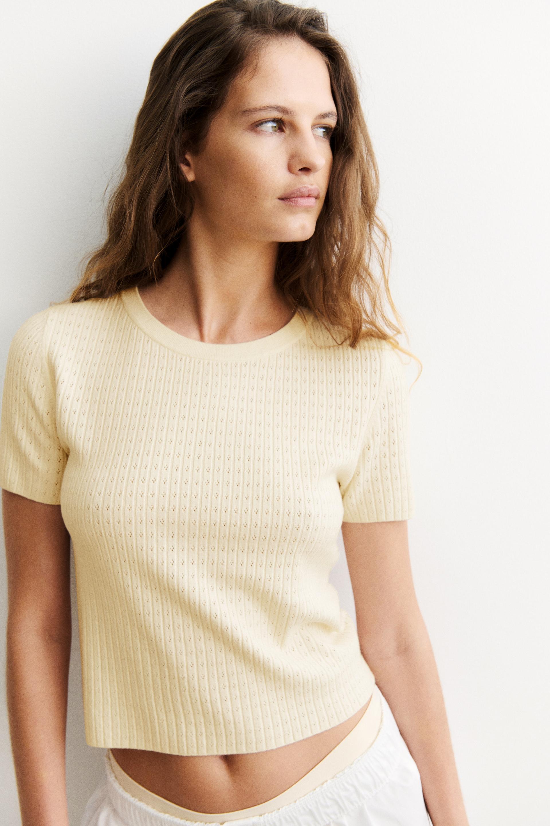 pointelle-knit t-shirt