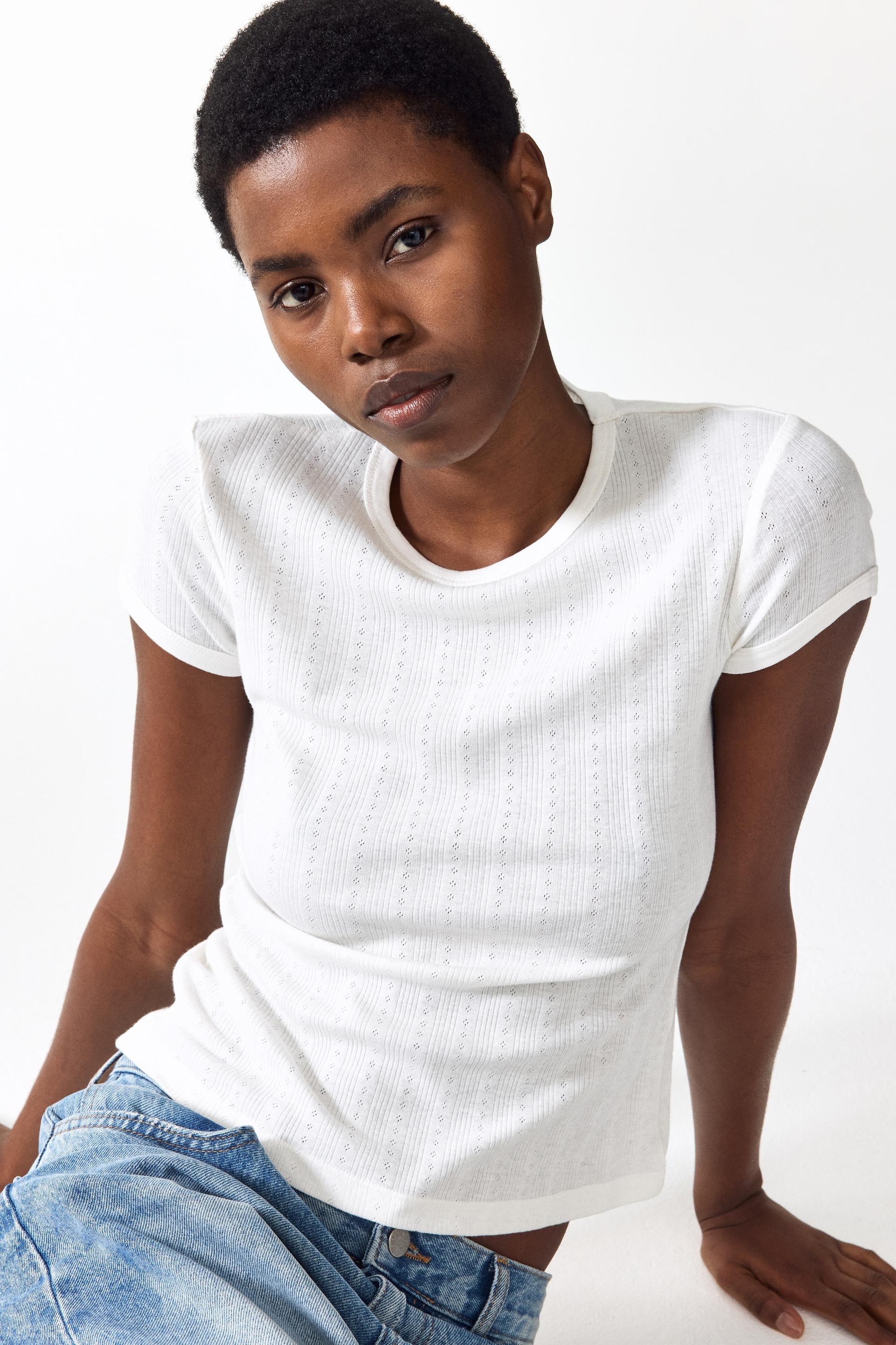 pointelle-knit t-shirt