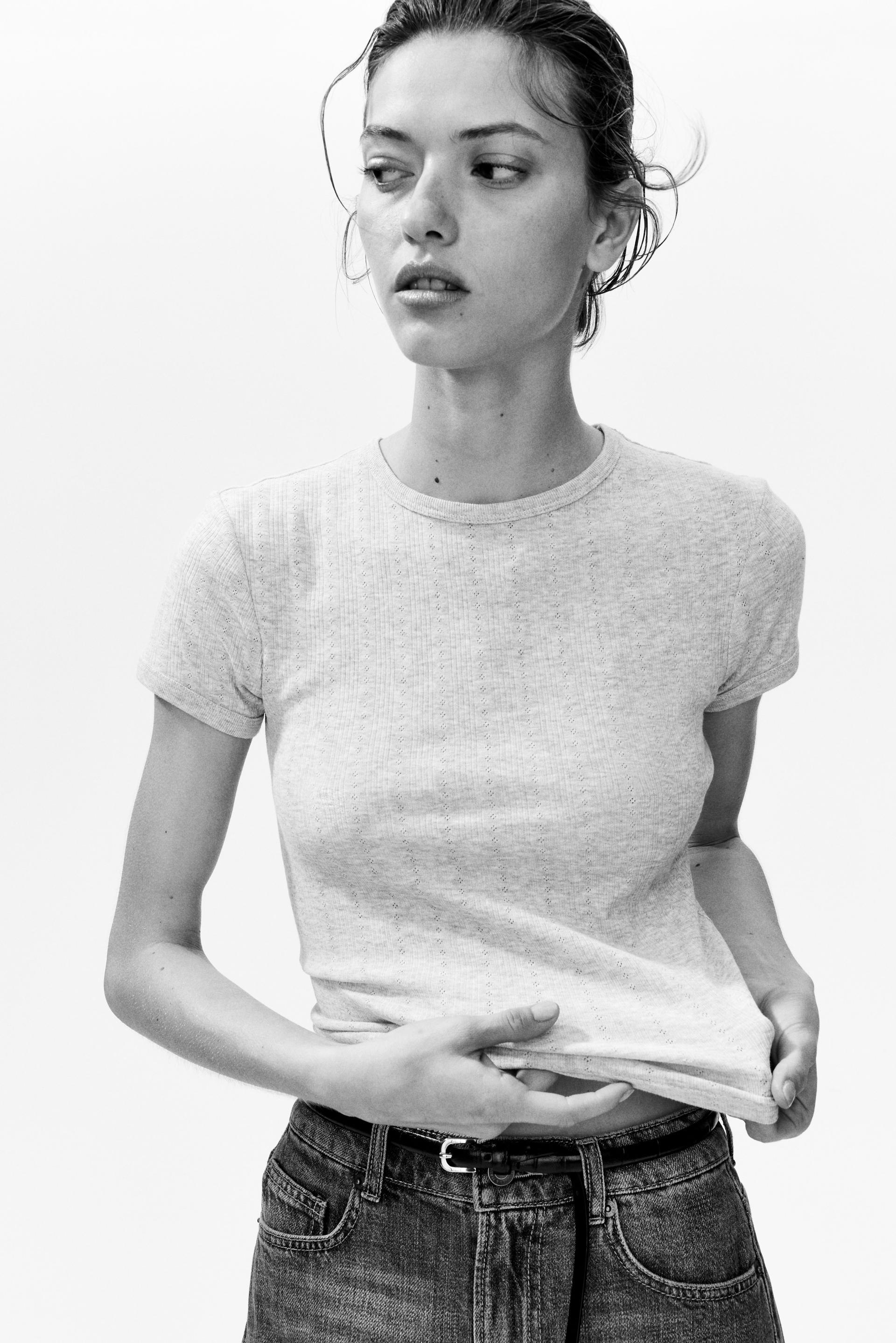 pointelle-knit t-shirt
