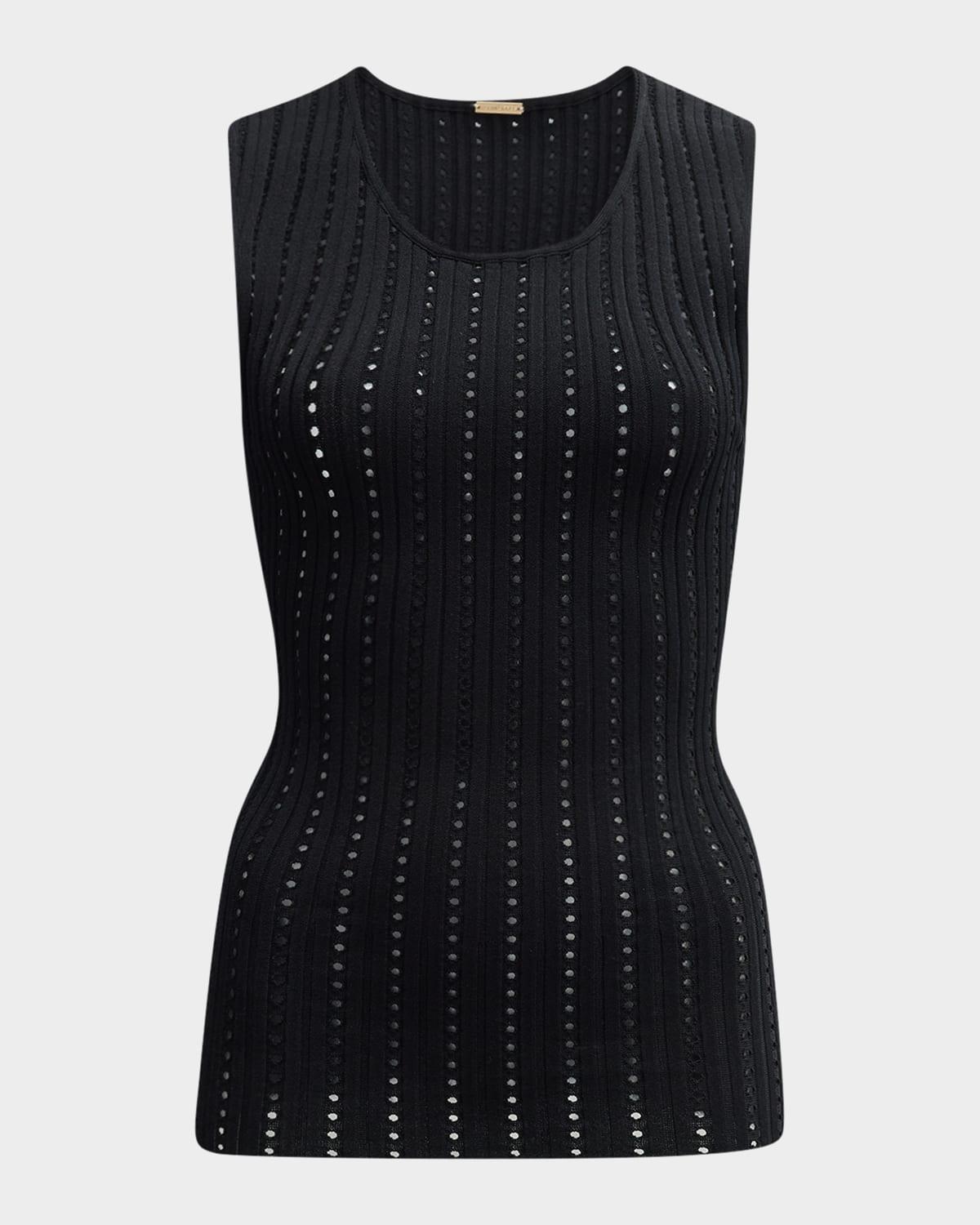 pointelle knit tank top