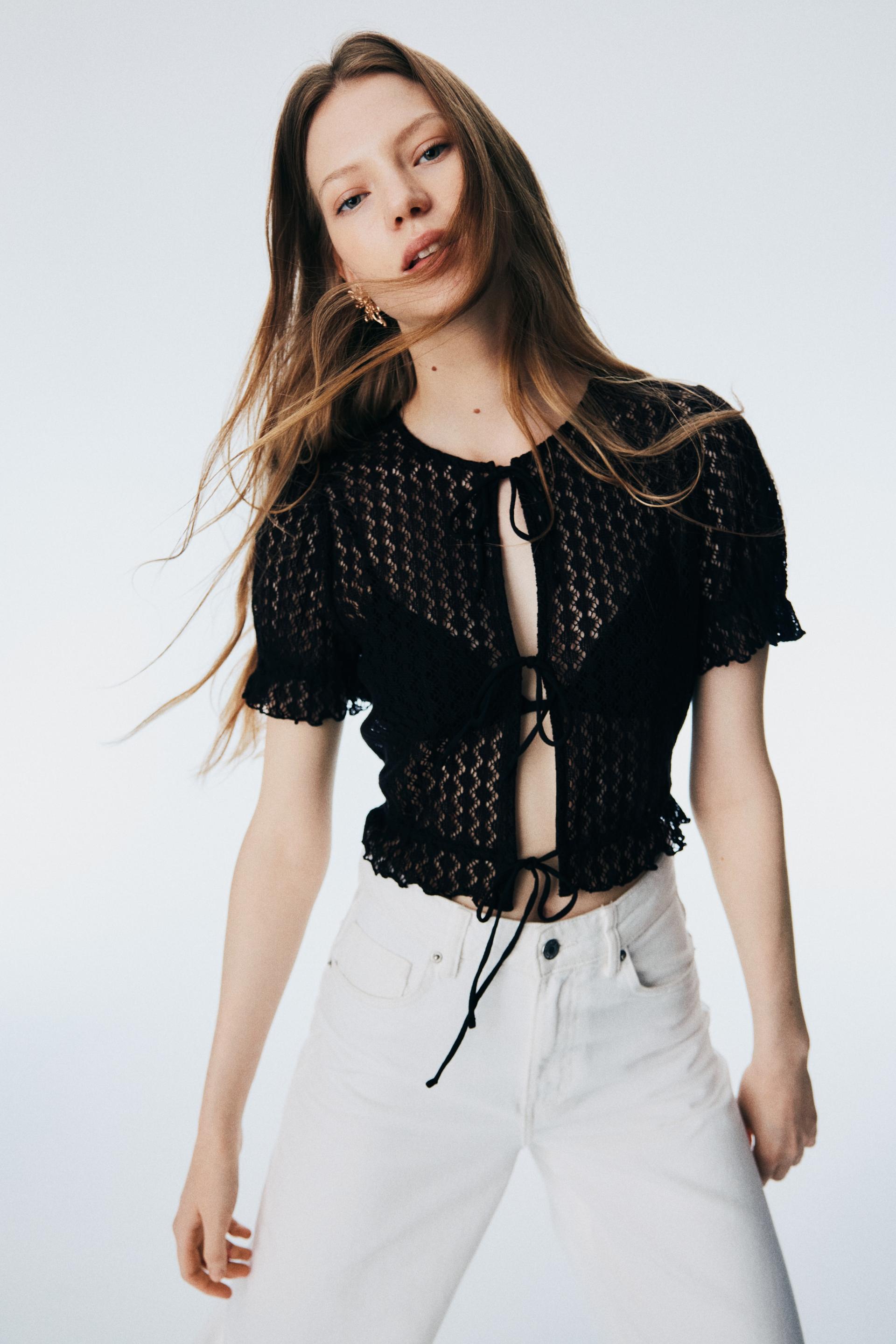 pointelle-knit top